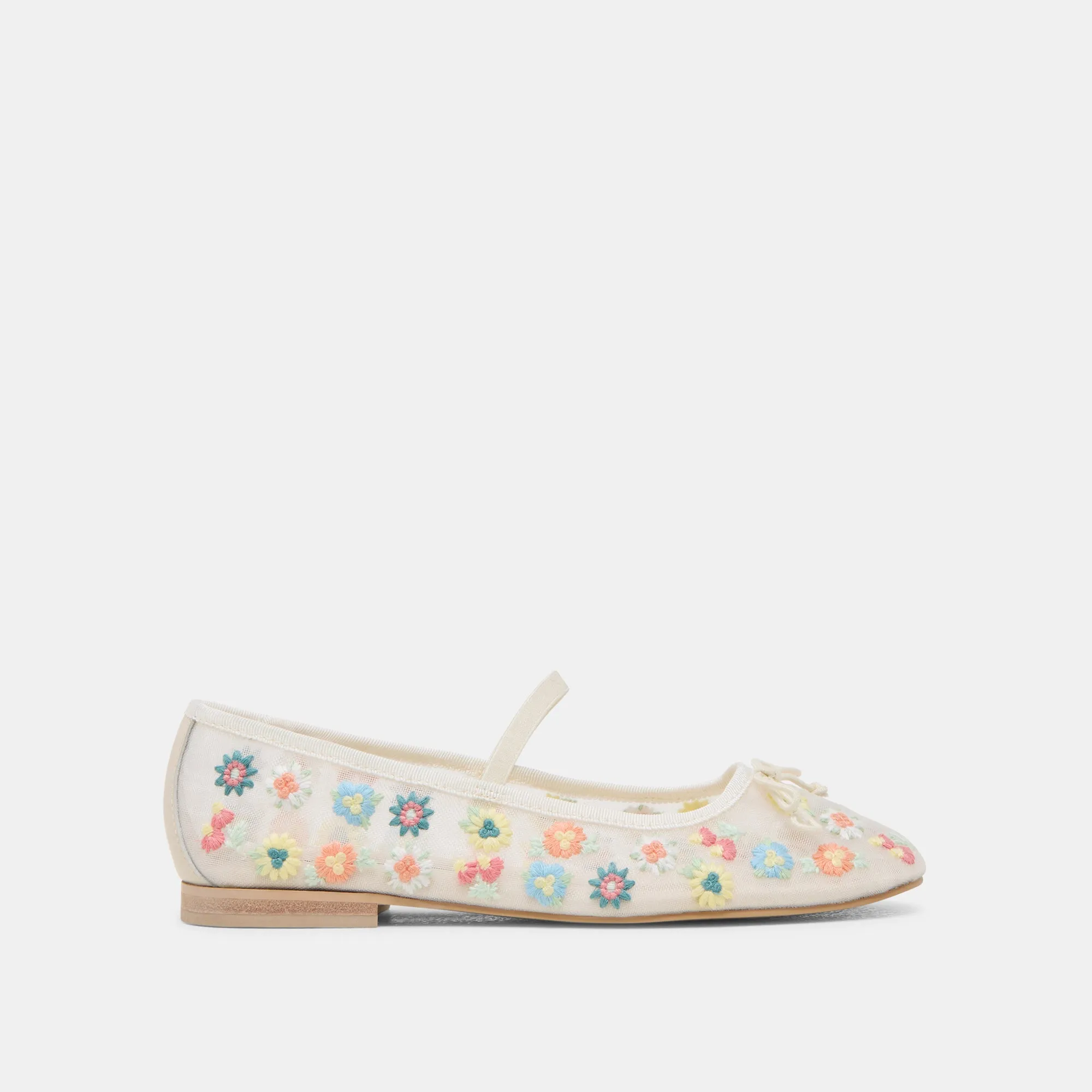 CADEL FLORAL BALLET FLATS IVORY FLORAL MESH Soft Lining