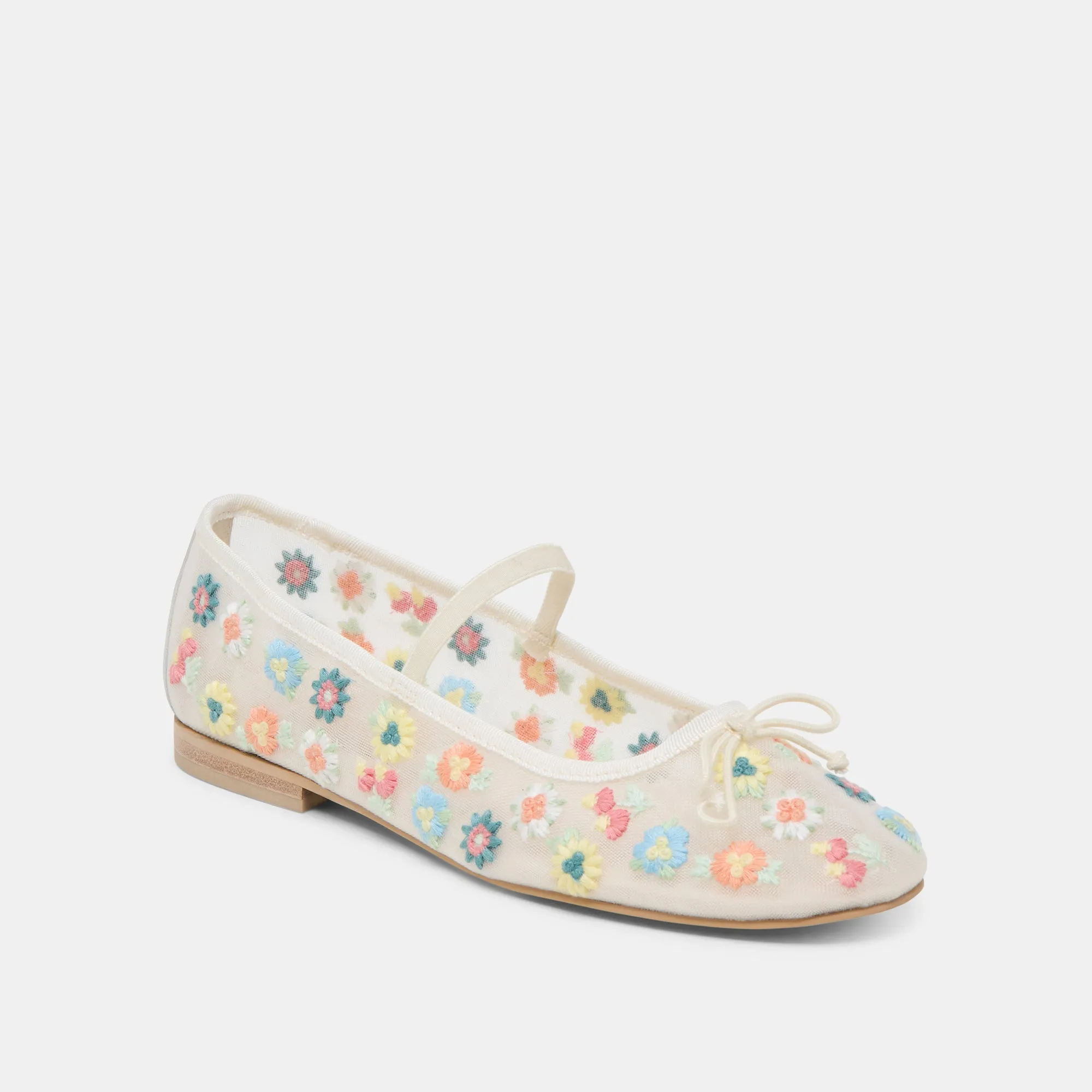 Outdoor Go CADEL FLORAL BALLET FLATS IVORY FLORAL MESH