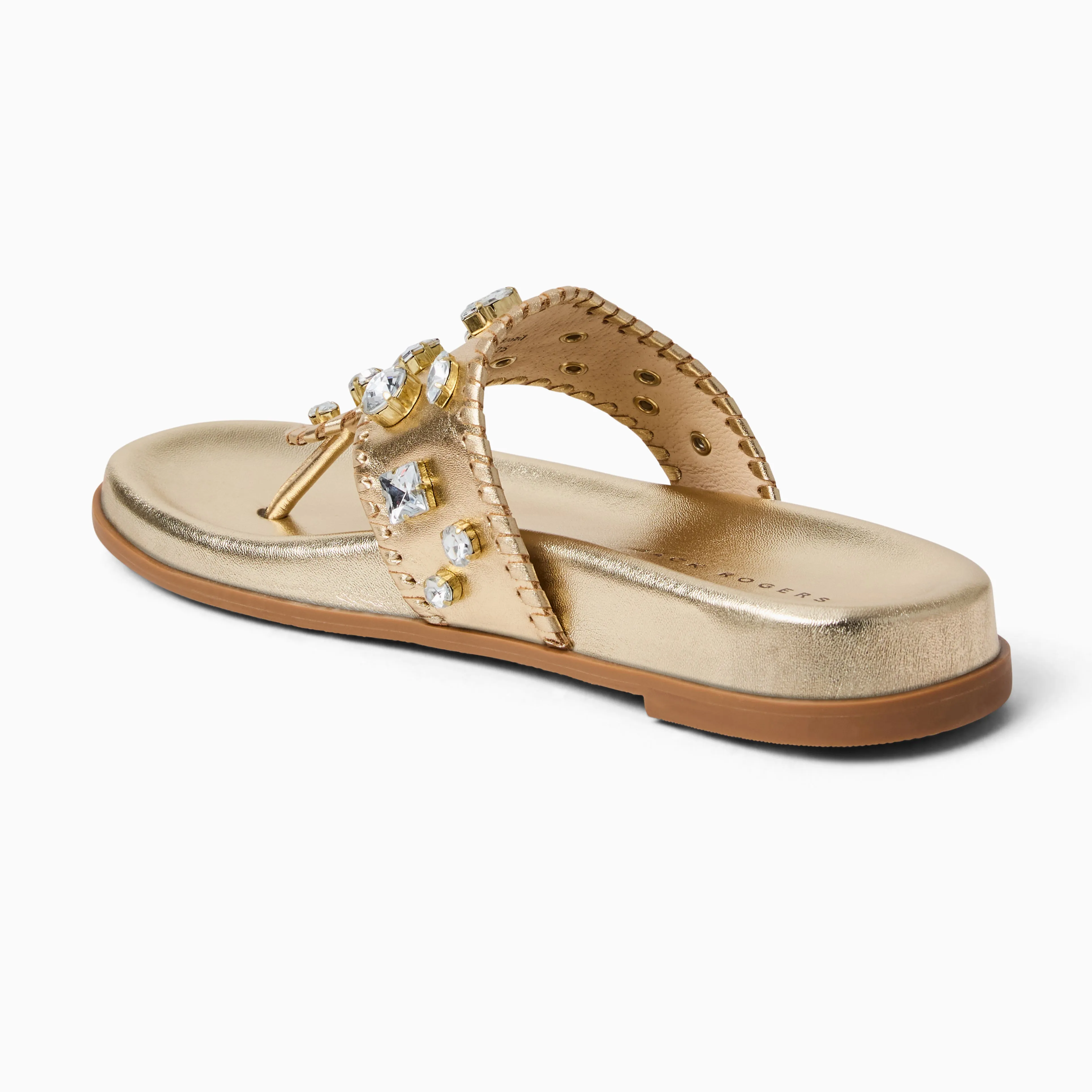 Jacks Jeweled Leather Comfort Sport Sandal Stretchable Material Teen Edge