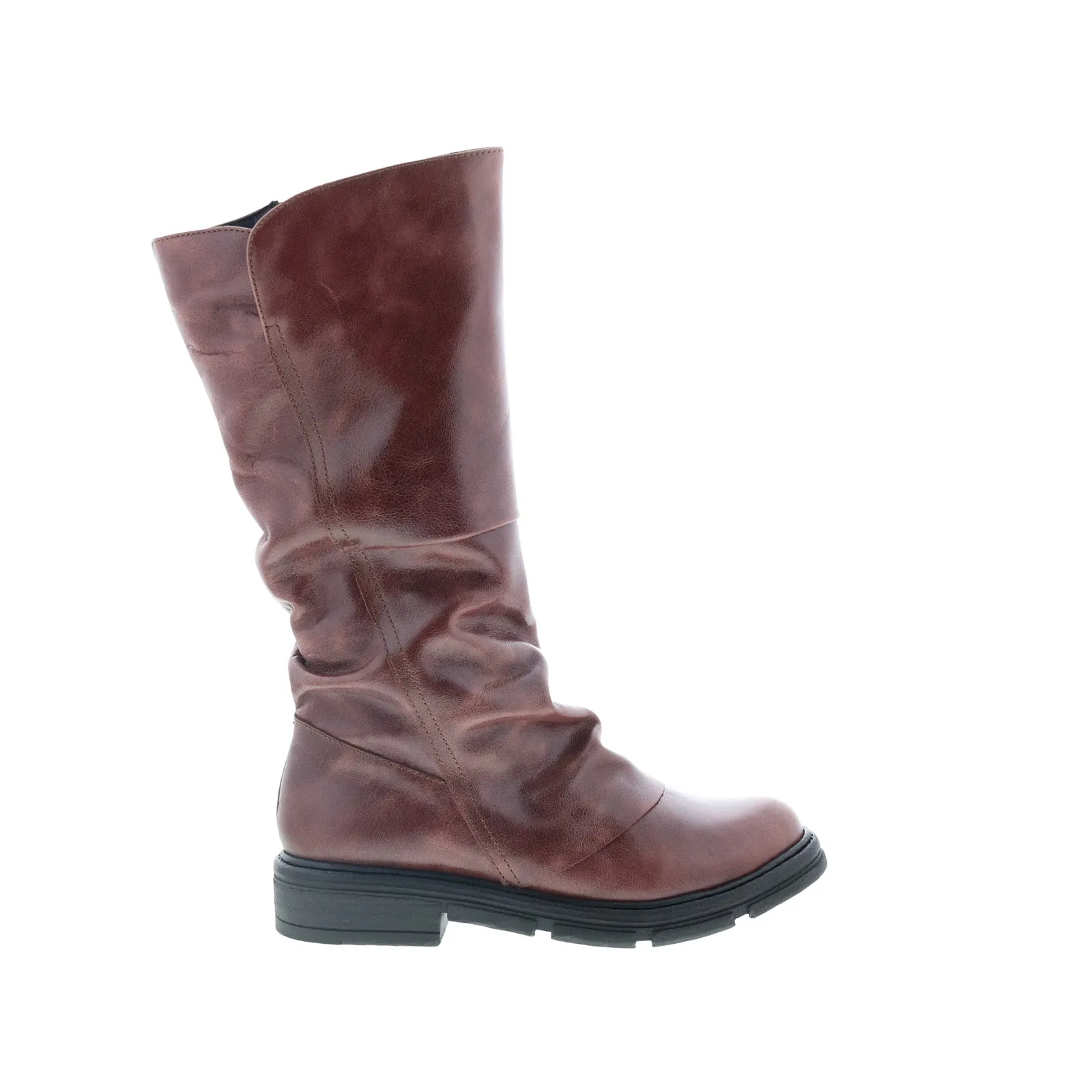 Miz Mooz Helin Womens Brown Leather Zipper Casual Dress Boots Elastic Band