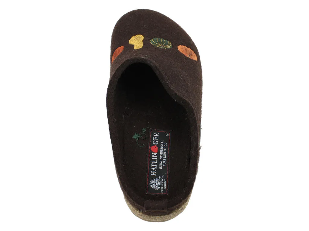 Haflinger Clogs Grizzly Pumpkin Espresso Knitted Warm Comfort Platform