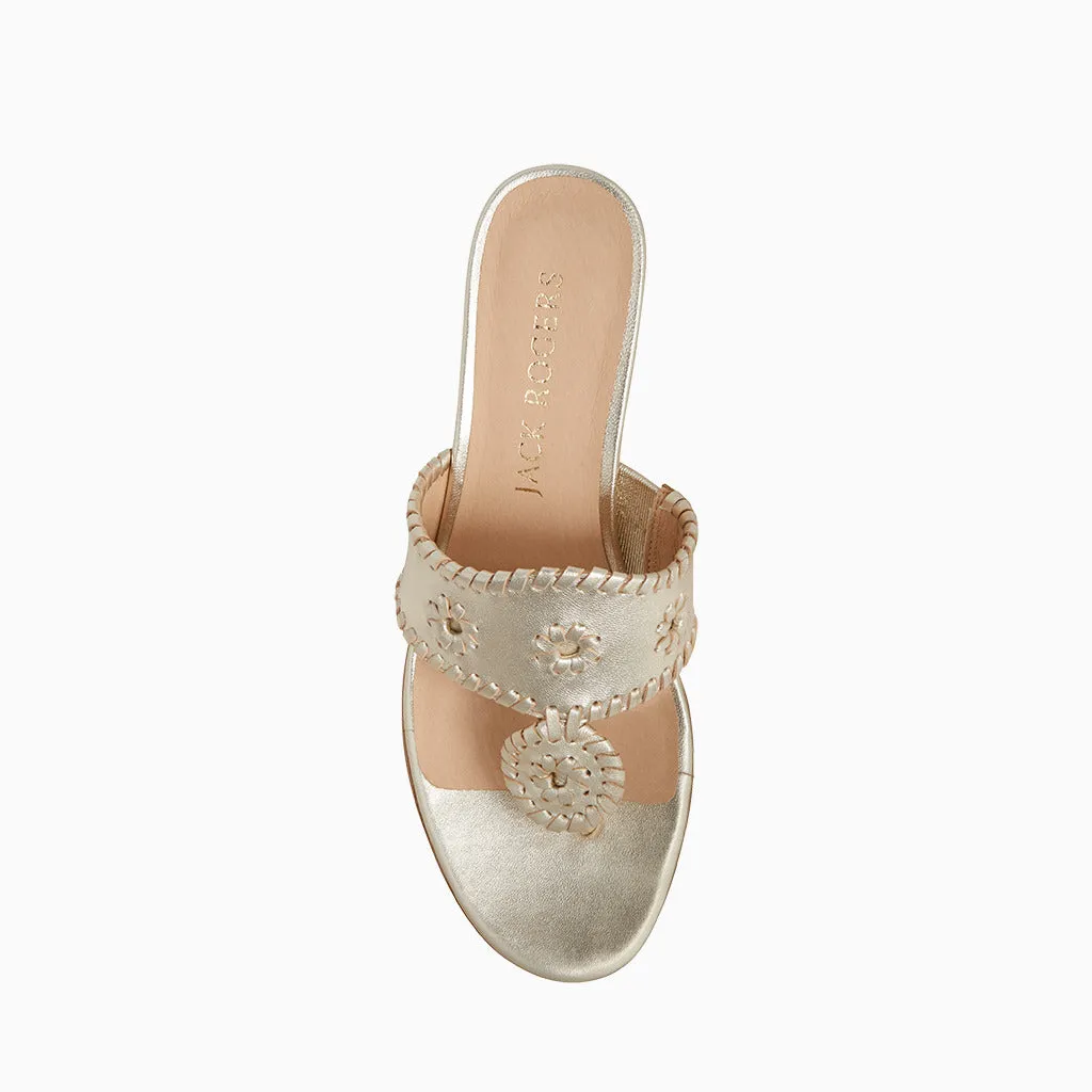 Jacks Stacked Mid Wedge Satin Glow Performance
