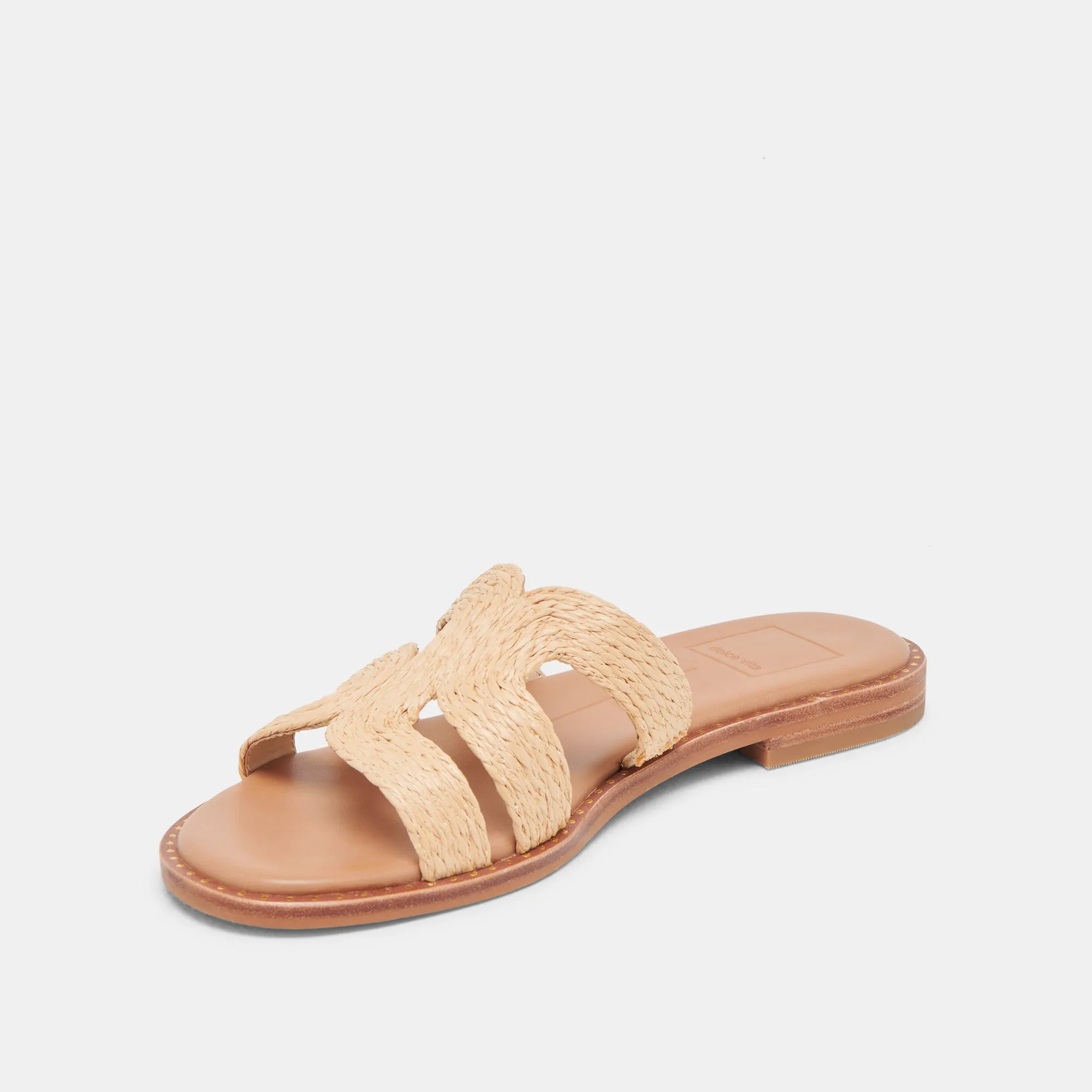 EMON WIDE SANDALS LT NATURAL RAFFIA Breathable Summer Footwear Adjustable Strap