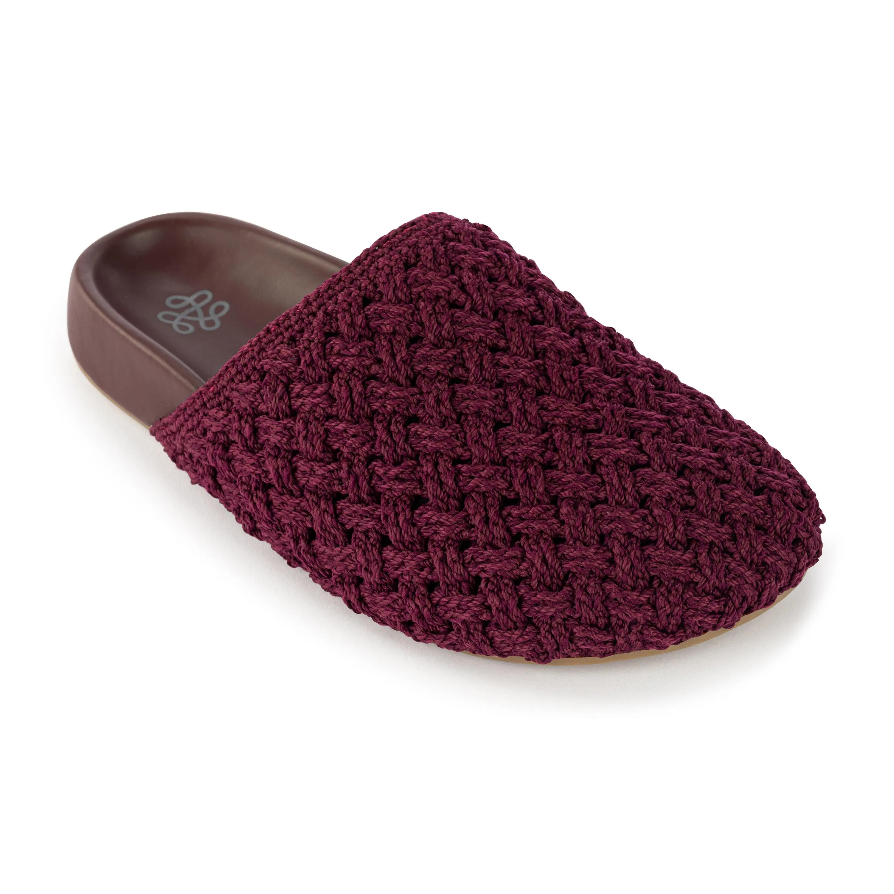 Ventilated Bolinas Clog - Hand Crochet - Black Cherry Cozy Weave