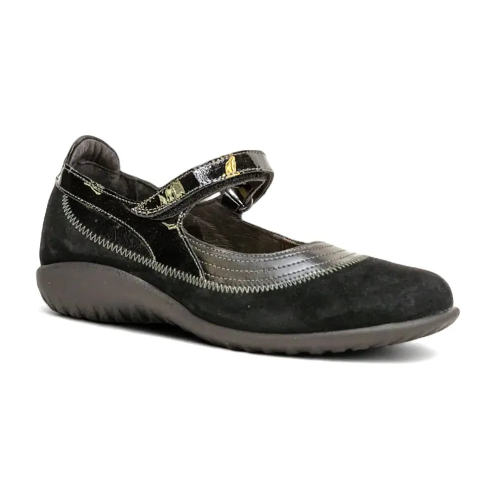 Kirei  (11042) - Black Madras Leather/Black Suede Adjustable Straps