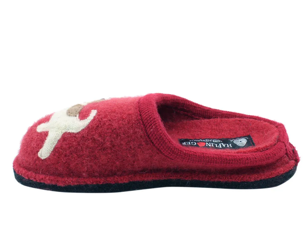 Comfort Stand Bright tone Haflinger Slippers Flair Fido Red