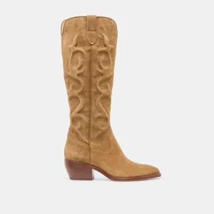 MIRLA BOOTS LT BROWN SUEDE Transitional Style Canvas Material