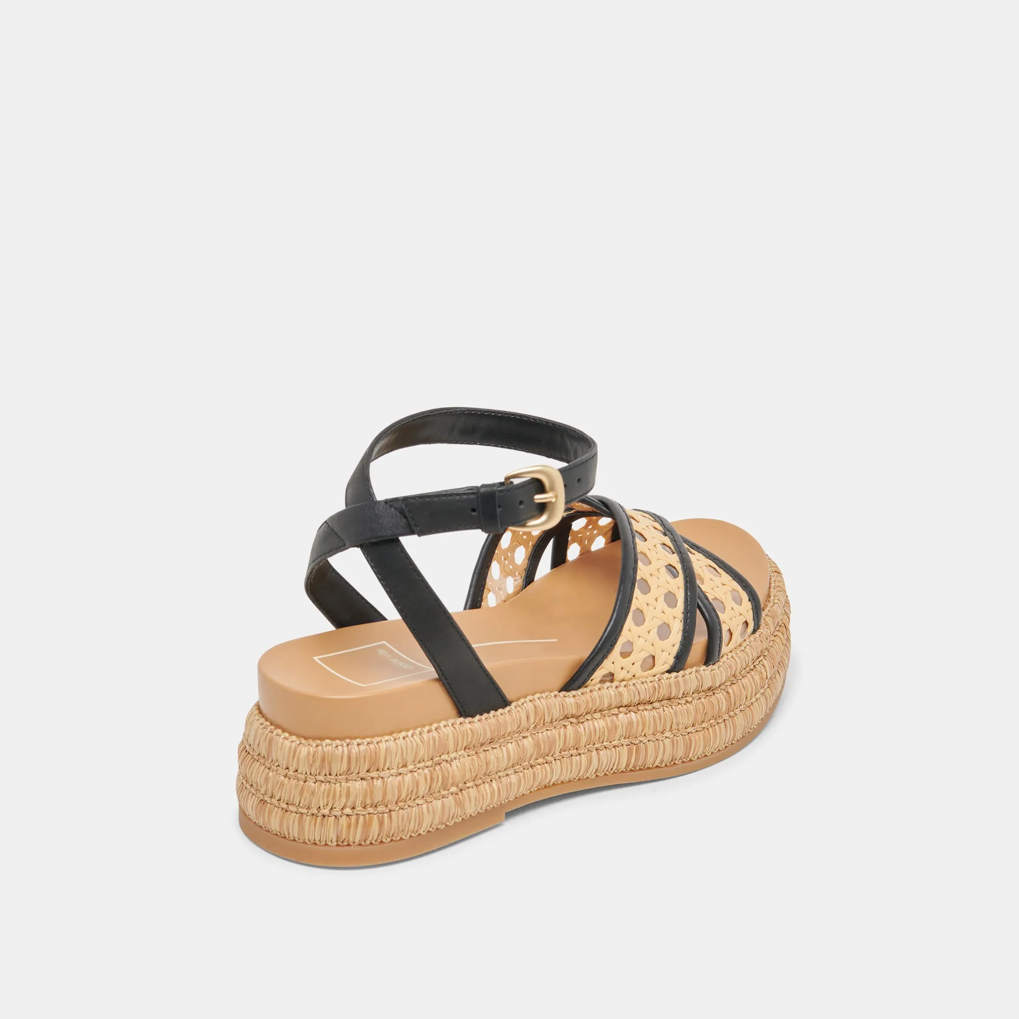 WRILEY SANDALS BLACK WOVEN RAFFIA Multi Use Versatile Comfort