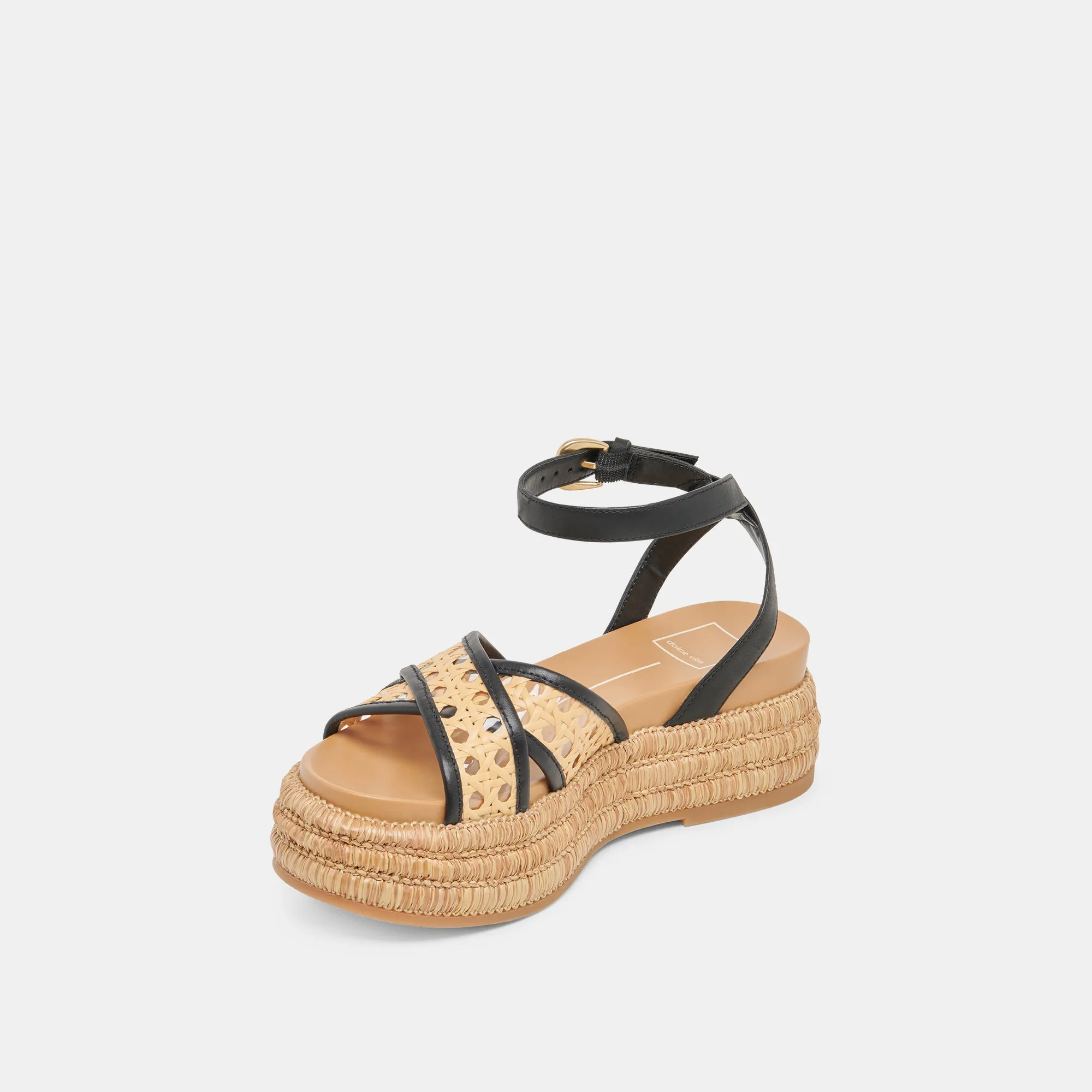 Active Mode WRILEY SANDALS BLACK WOVEN RAFFIA
