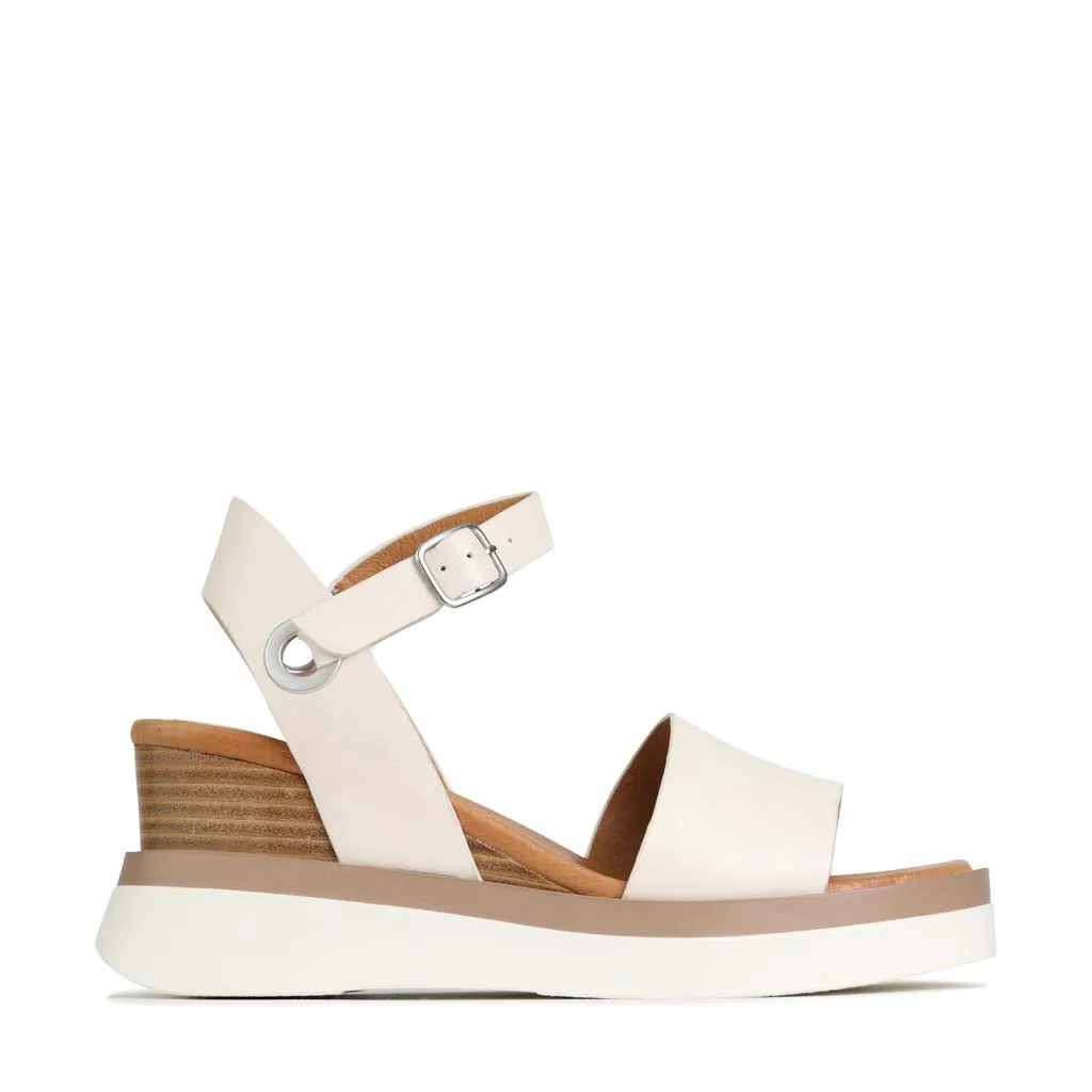 SASKIA LEATHER STRAP WEDGE SANDALS Versatile lining Genuine