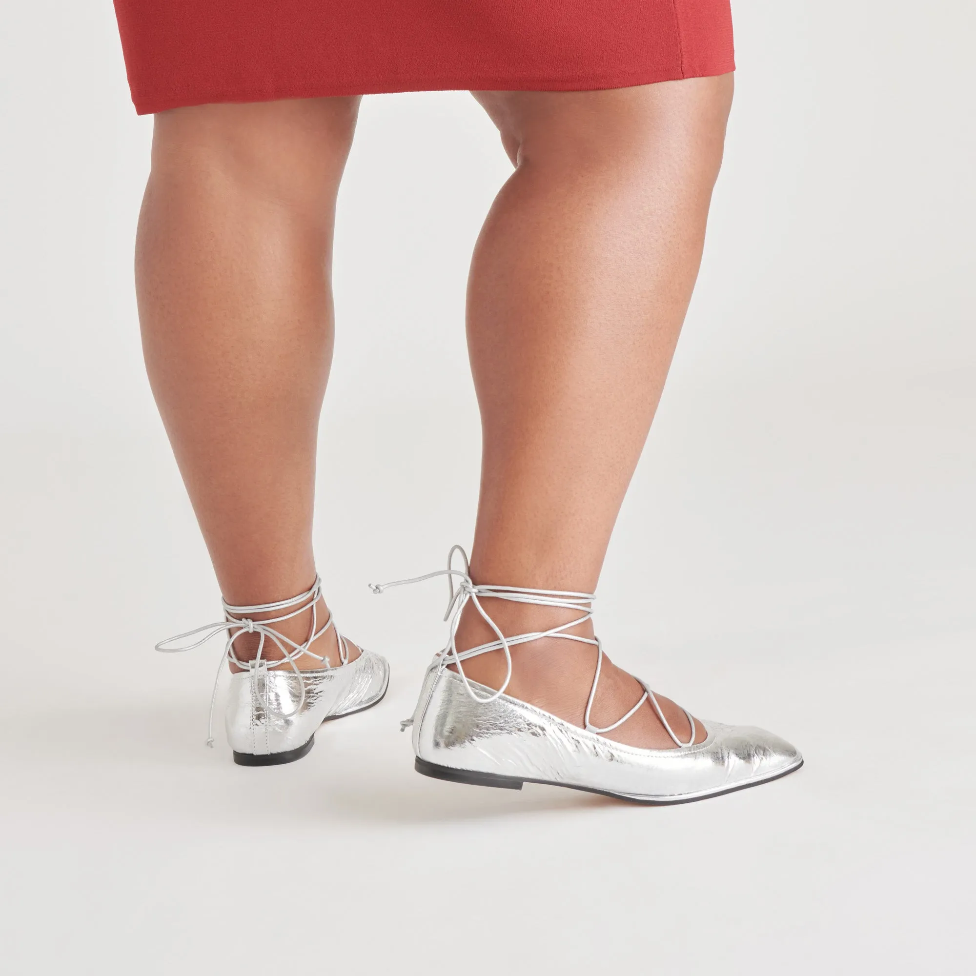 RYDER BALLET FLATS SILVER DISTRESSED LEATHER Breathable Ventilation School Day