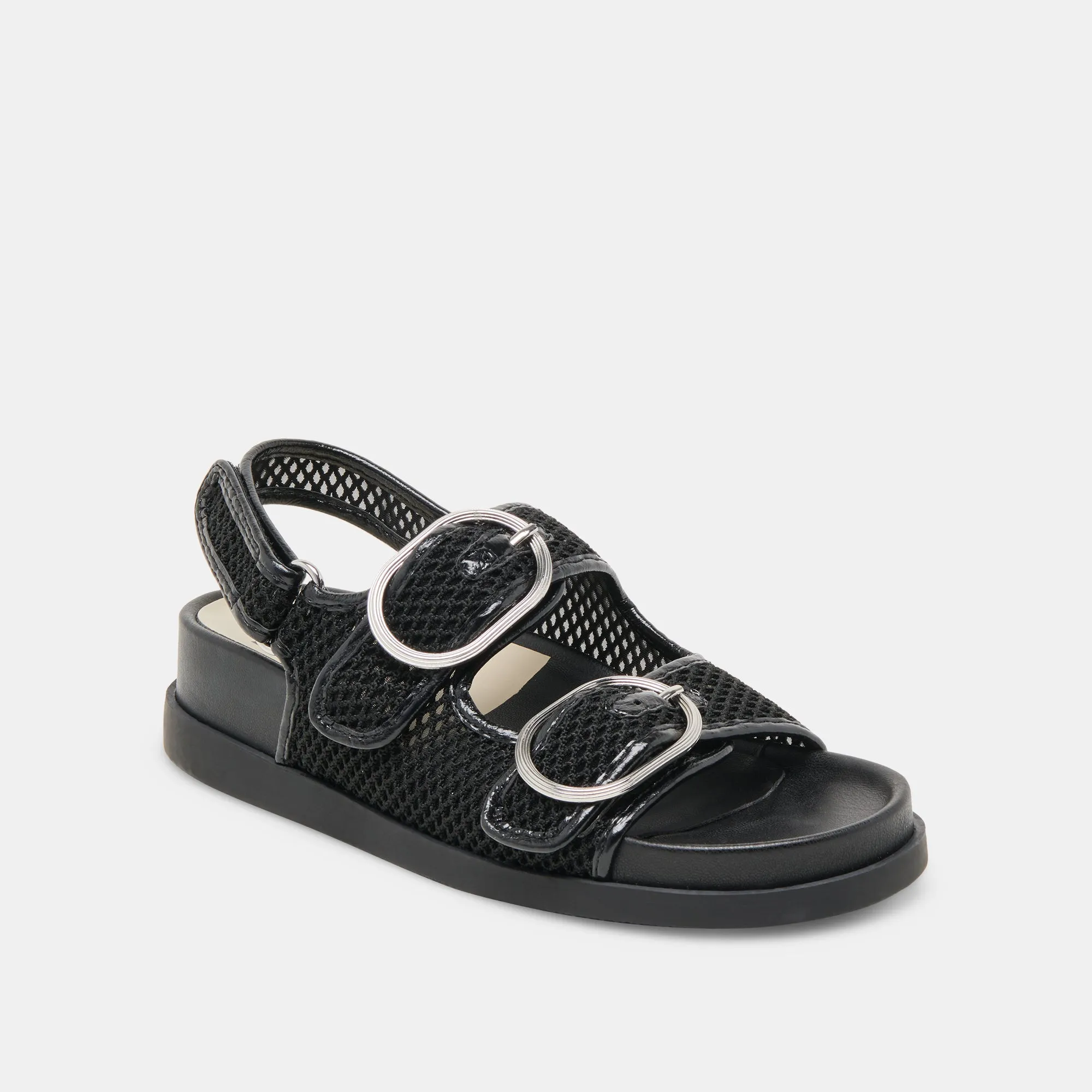 STARLA MESH SANDALS BLACK WOVEN MESH Shell Trim
