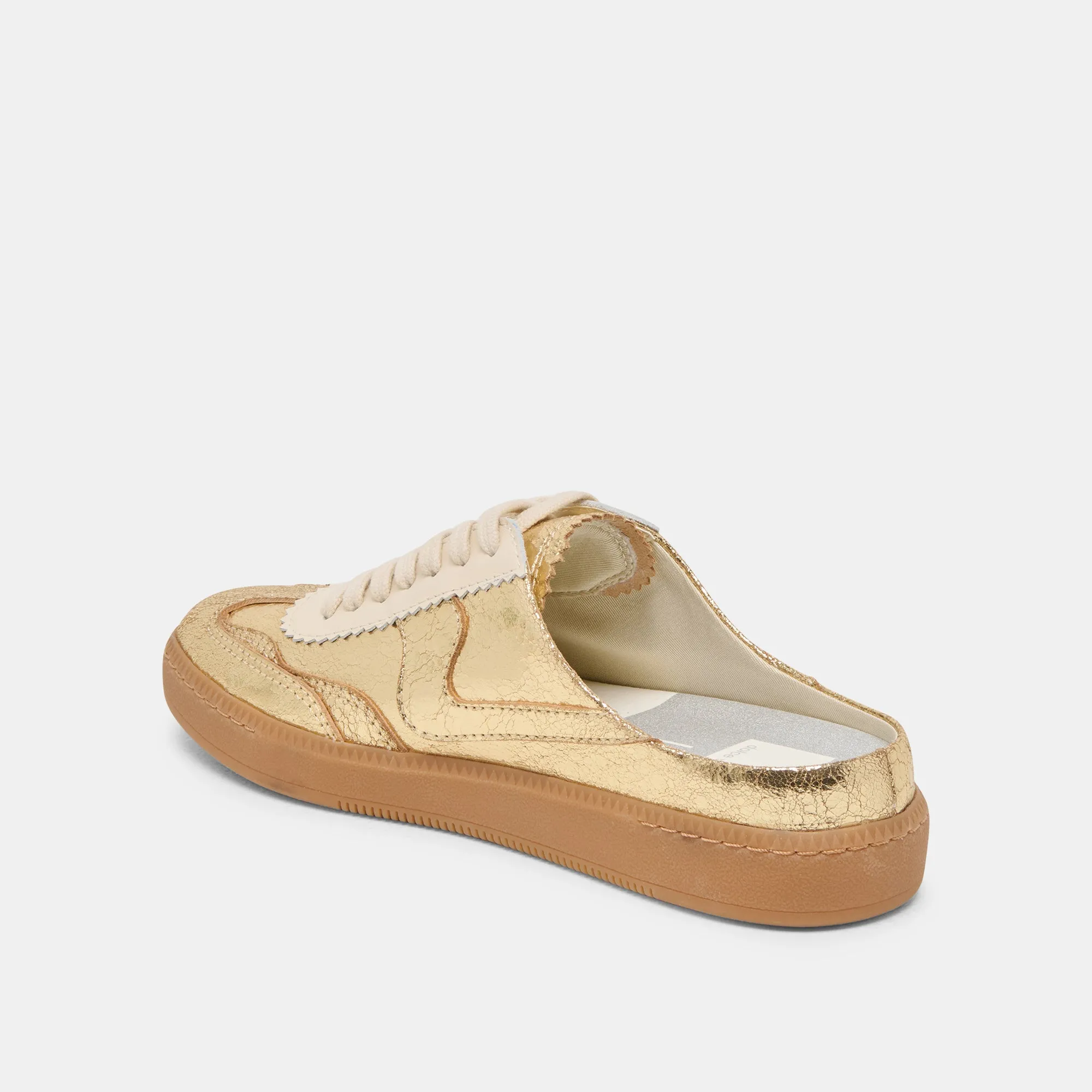 Flexibility Synthetic Upper NOTICE SLIDE SNEAKERS GOLD DISTRESSED LEATHER