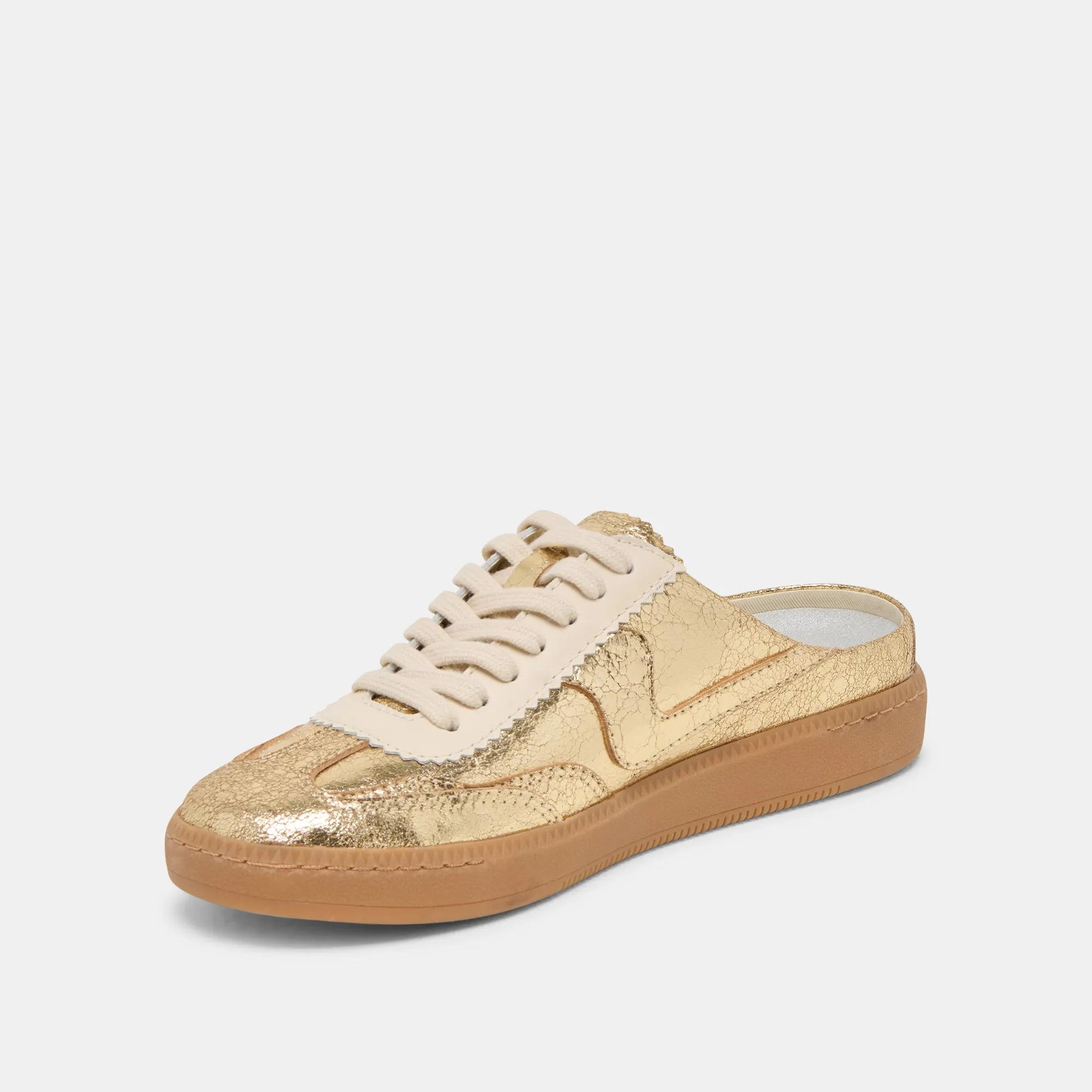 Responsive ride NOTICE SLIDE SNEAKERS GOLD DISTRESSED LEATHER