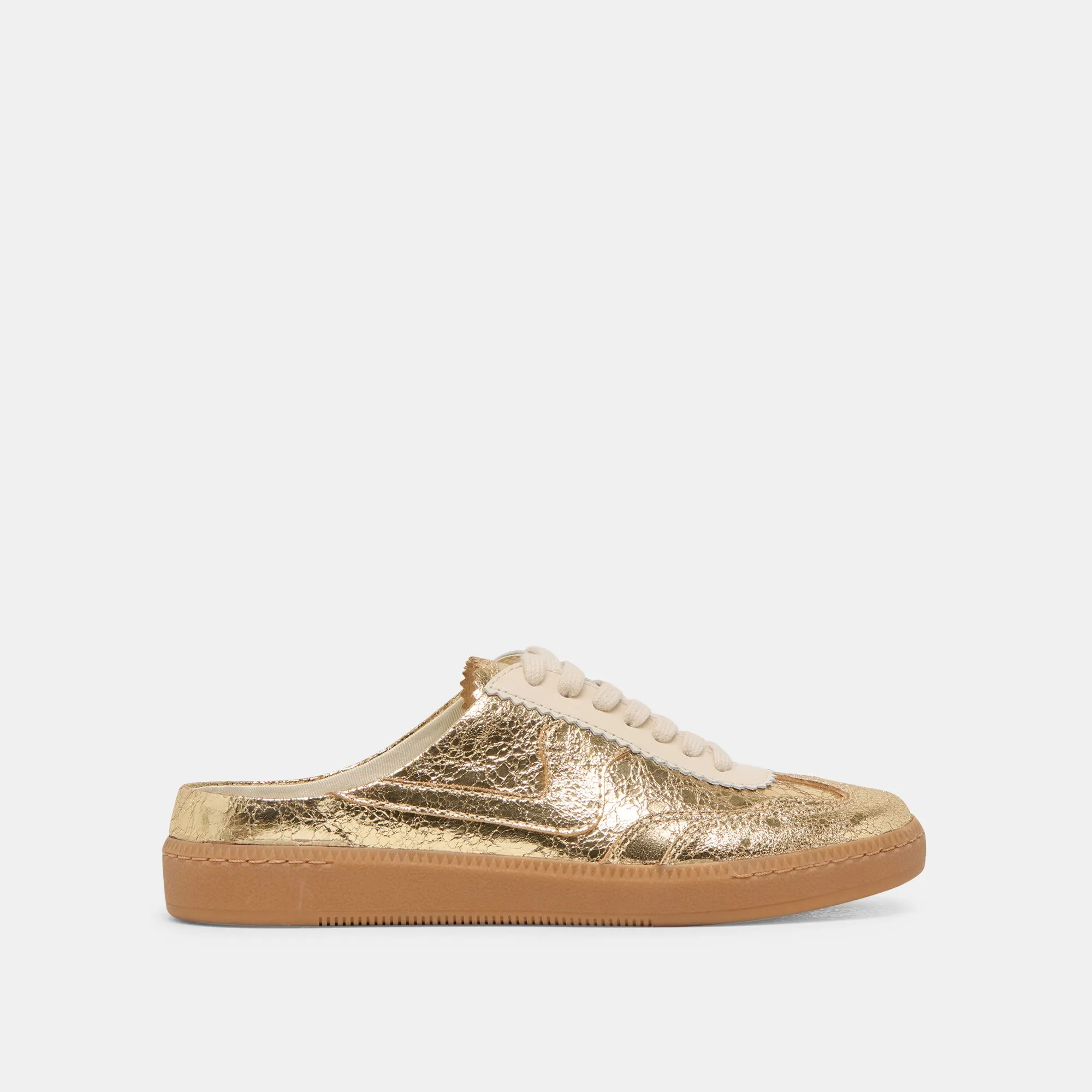 All Day Fit NOTICE SLIDE SNEAKERS GOLD DISTRESSED LEATHER