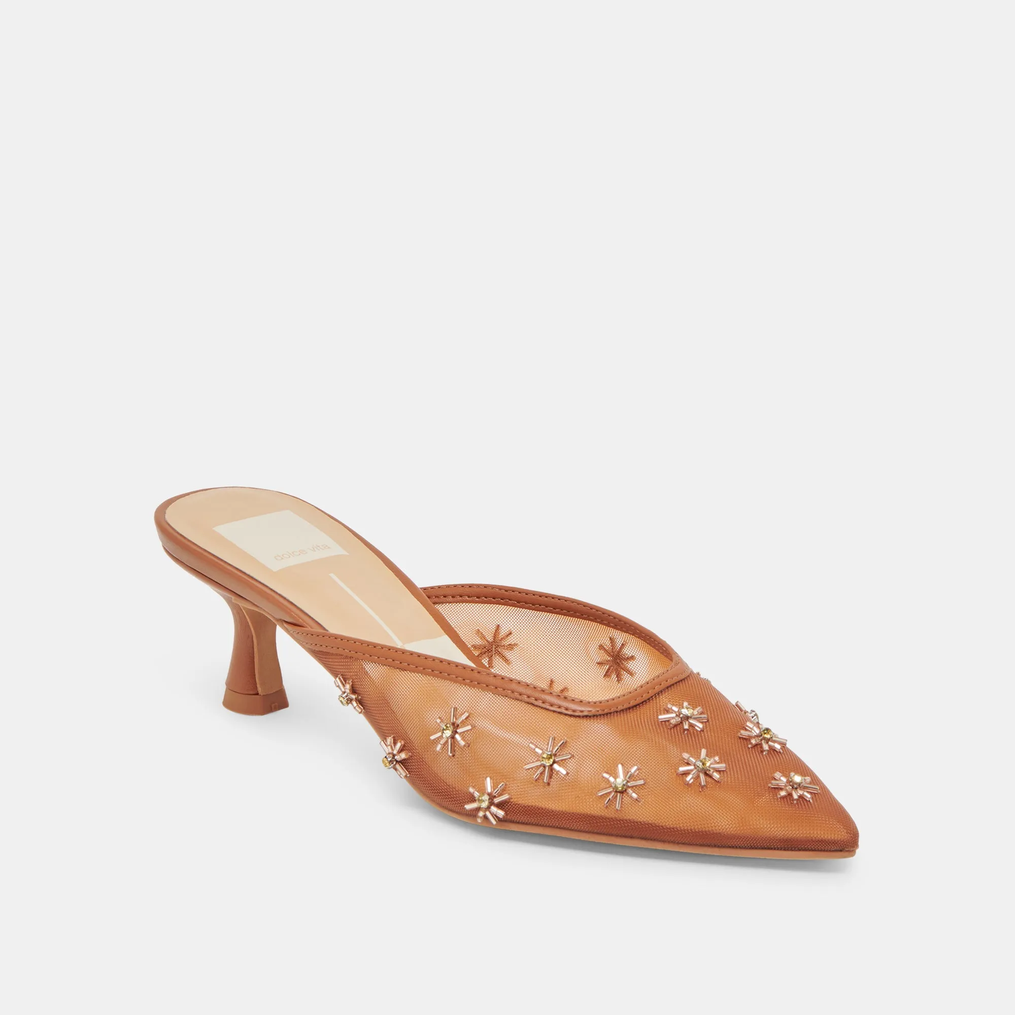 CLARA WIDE HEELS SADDLE MESH Ventilated Design Luxe Heeled Sandals