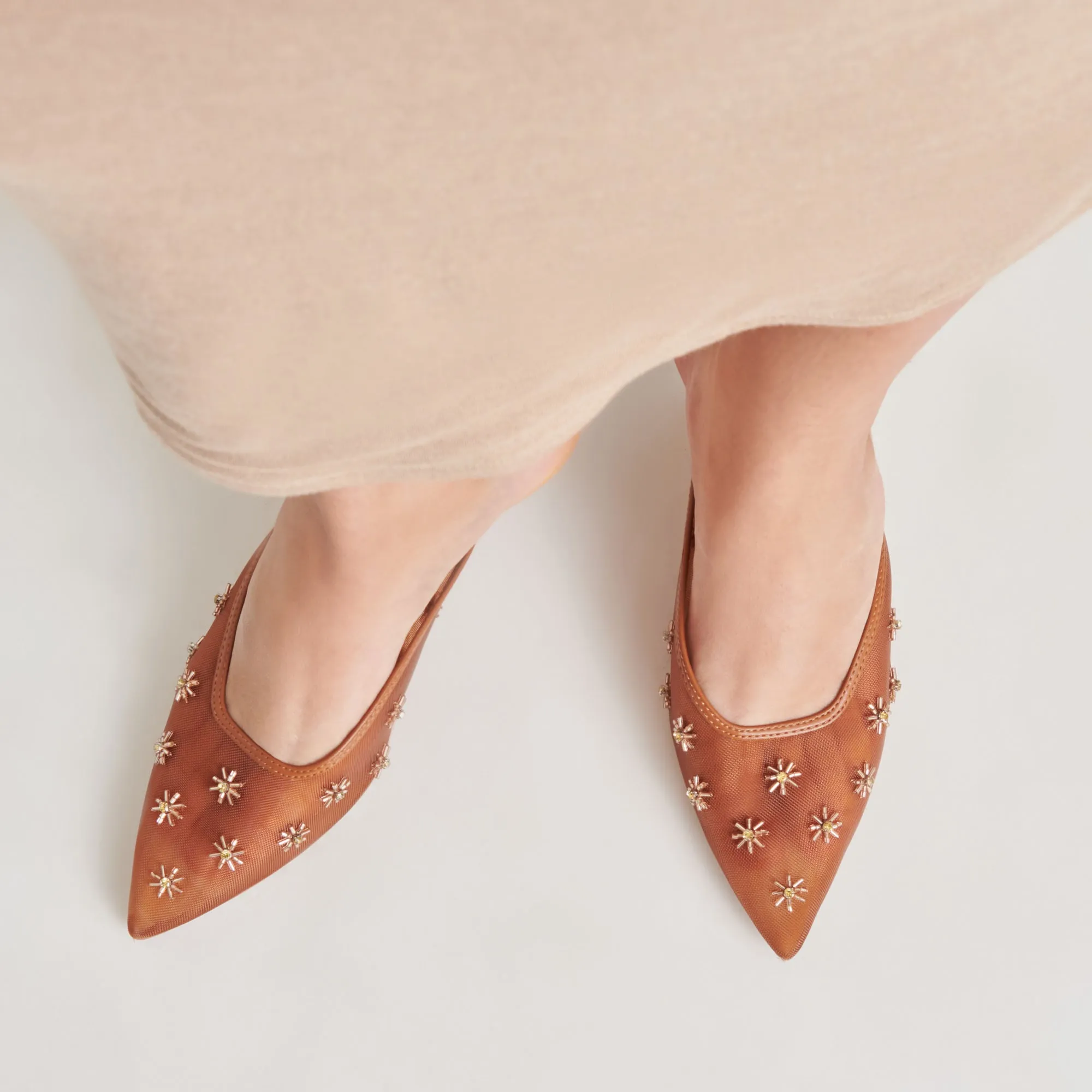 Pink Heels CLARA WIDE HEELS SADDLE MESH