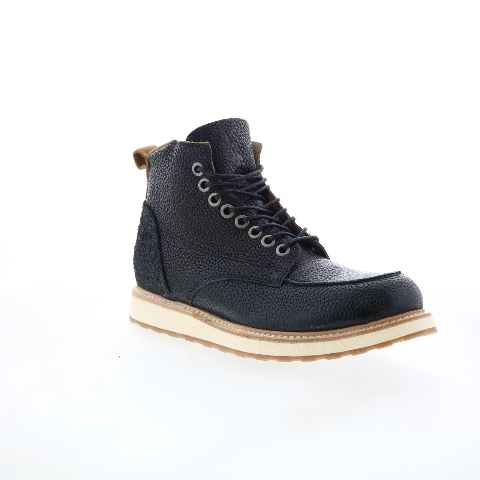 A.S. 98 Christian Mens Black Leather Lace Up Casual Dress Boots Steel Cap Easy Maintenance