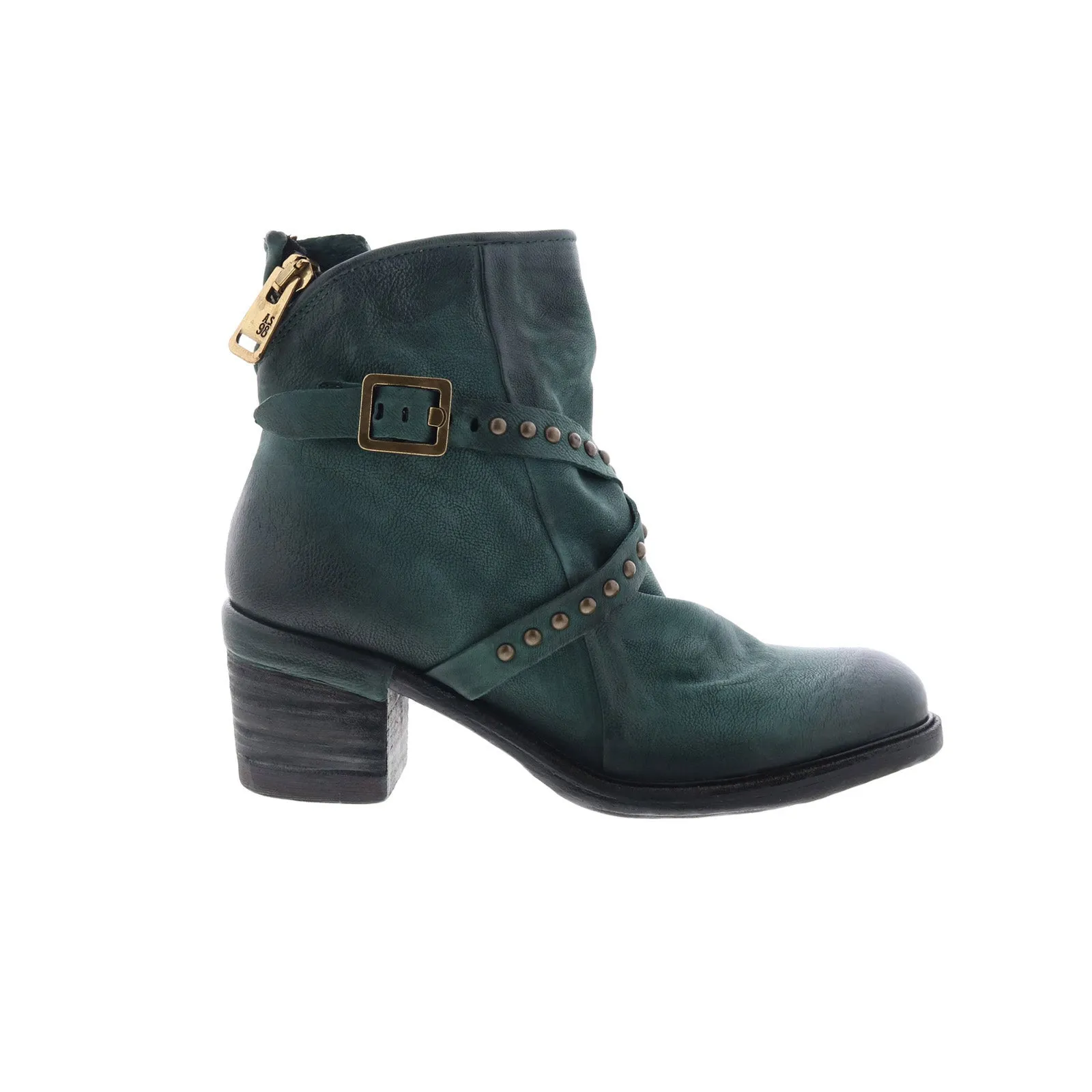 Construction Ready All Purpose A.S. 98 Jeffy Womens Green Leather Zipper Casual Dress Boots