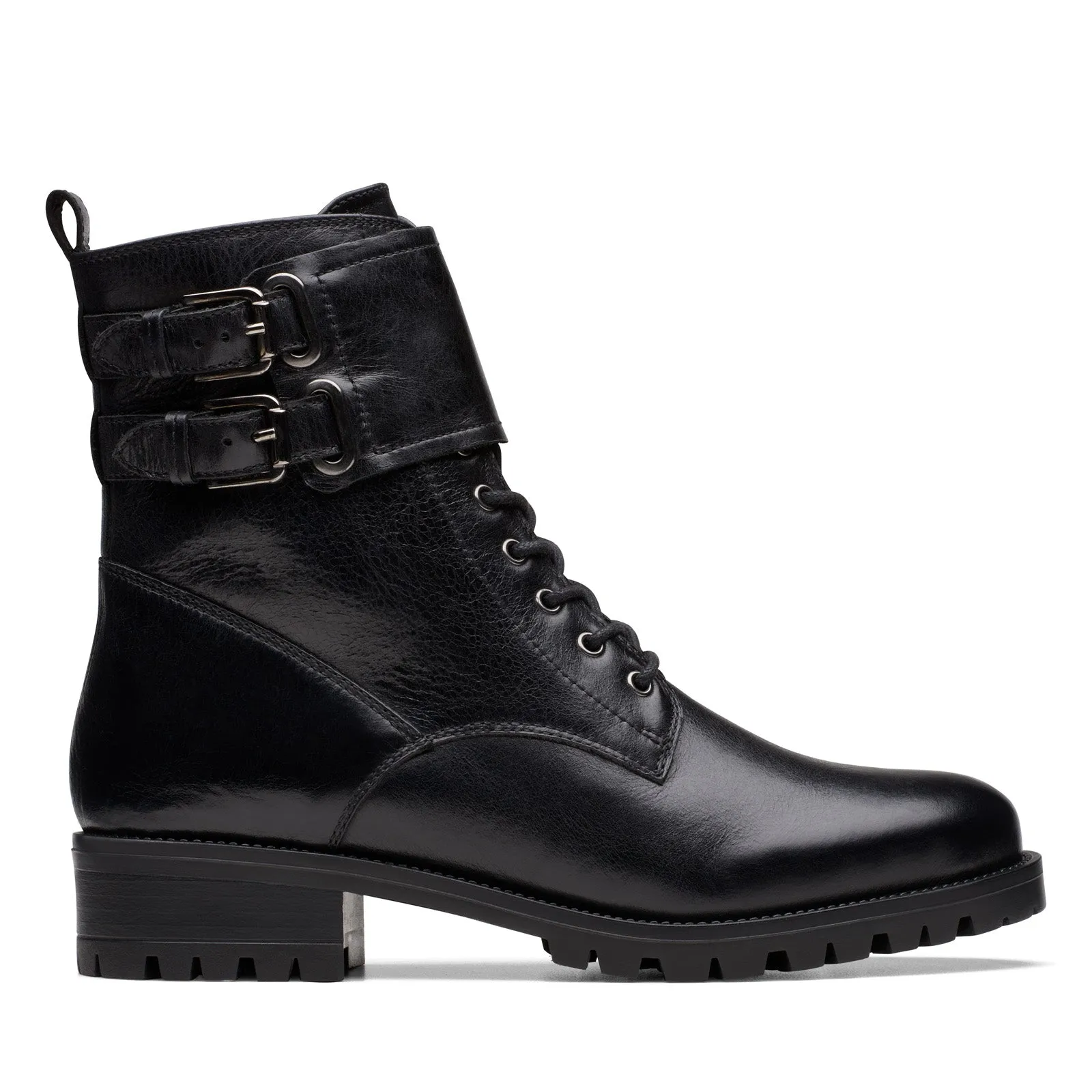 Clarks Palazzo Lace 26175930 Womens Black Leather Lace Up Casual Dress Boots Surfer Breathable Lining