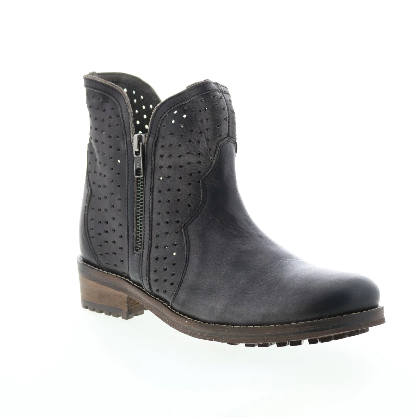 Airy Feel Rawhide 5930 Womens Black Leather Zipper Cowboy Western Boots