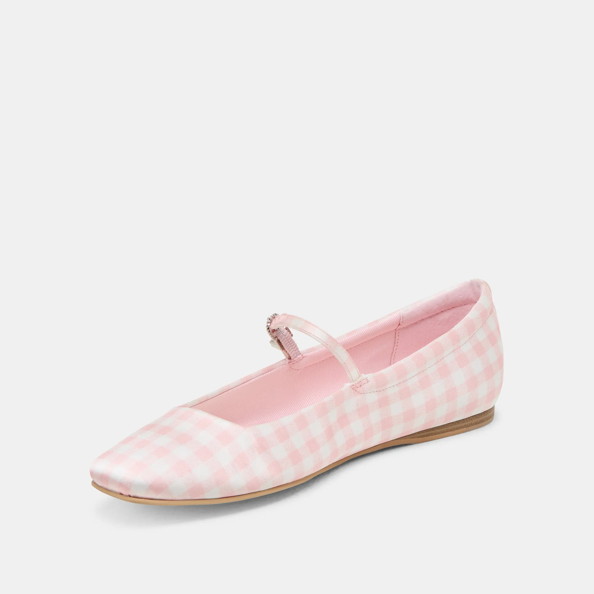 Simple REYES X BYRDIE GOLF WIDE BALLET FLATS PINK PLAID GINGHAM
