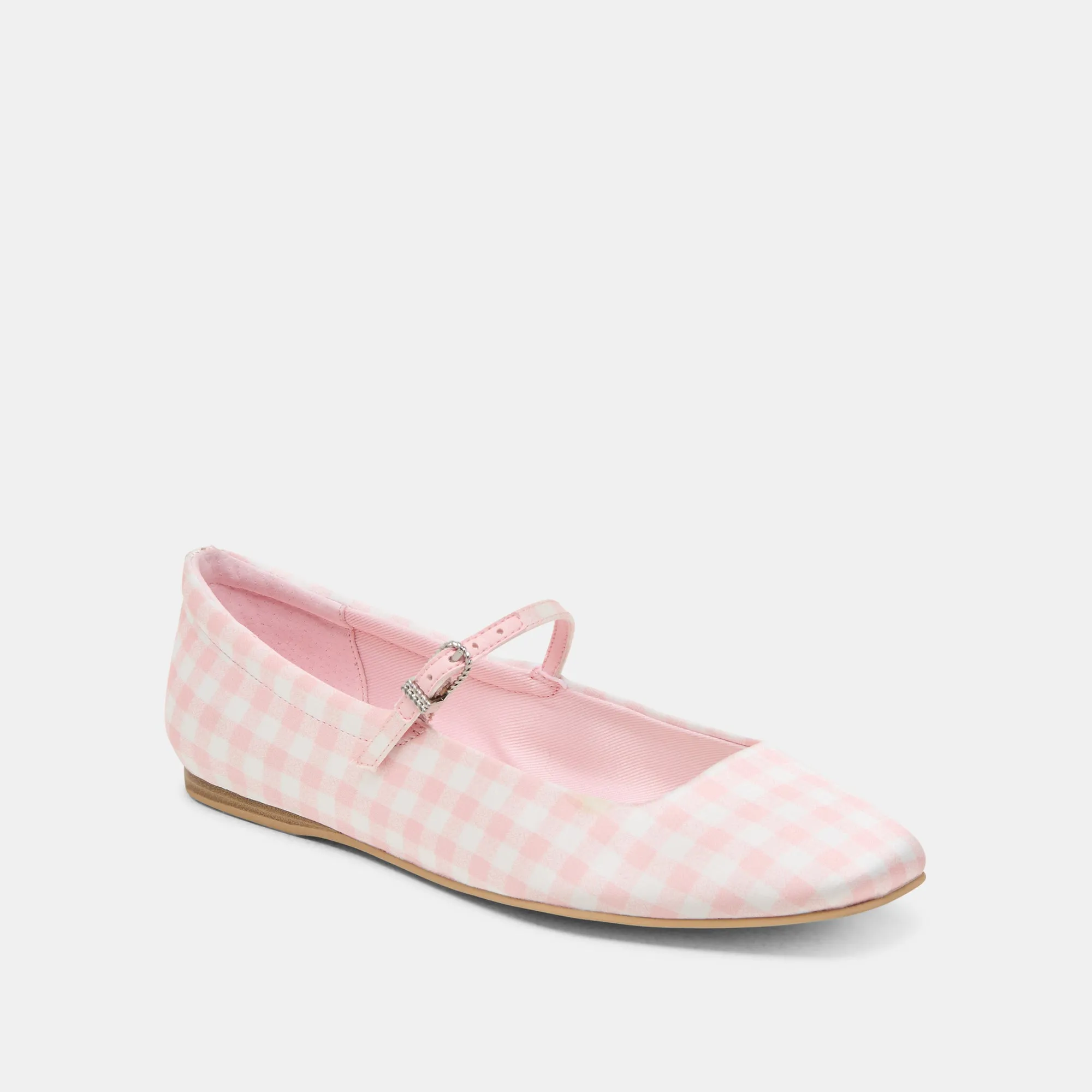 REYES X BYRDIE GOLF WIDE BALLET FLATS PINK PLAID GINGHAM Stylish Design