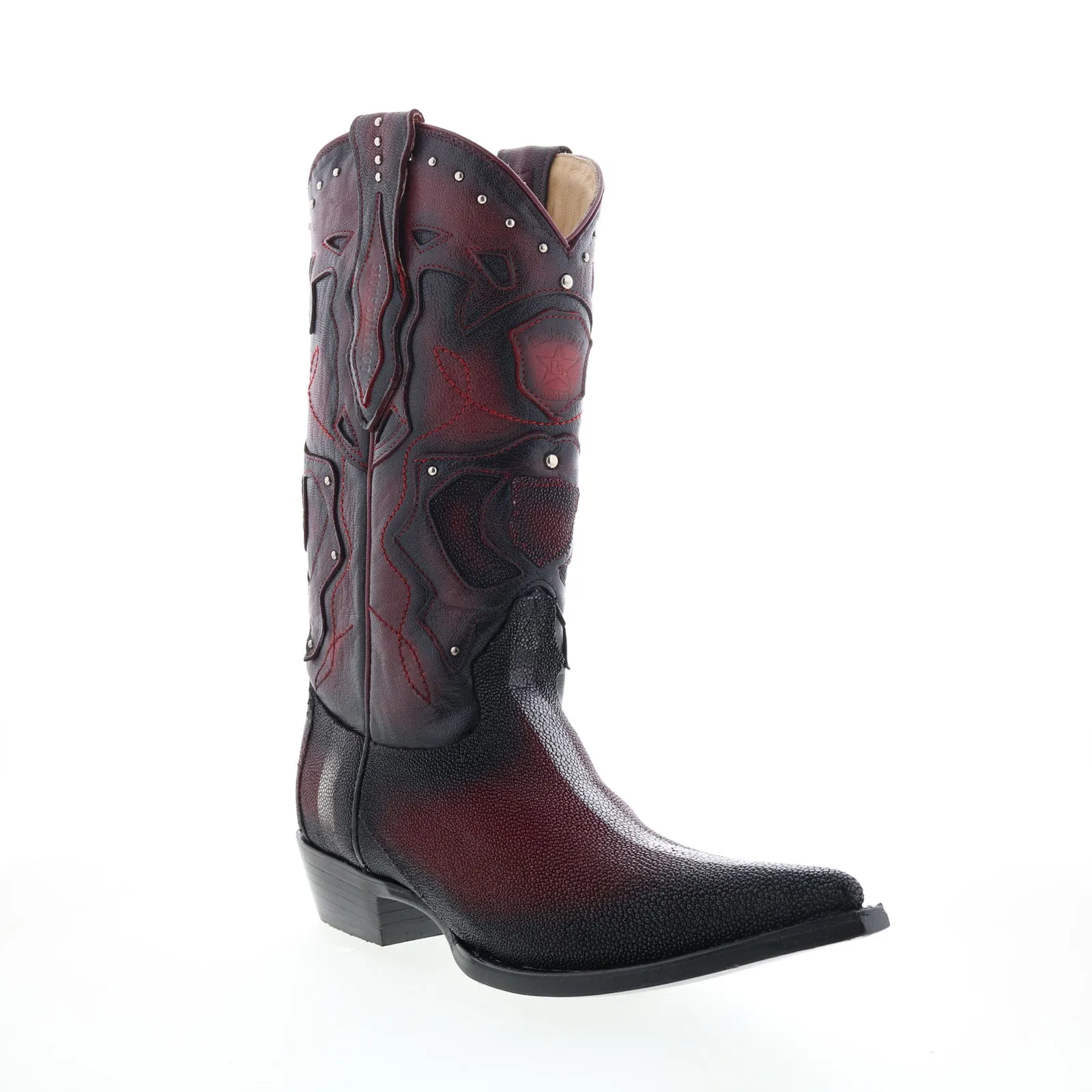 Contoured Footbed Nature Lover Los Altos 3X Toe Stingray Rowstone Mens Burgundy Wide Cowboy Western Boots