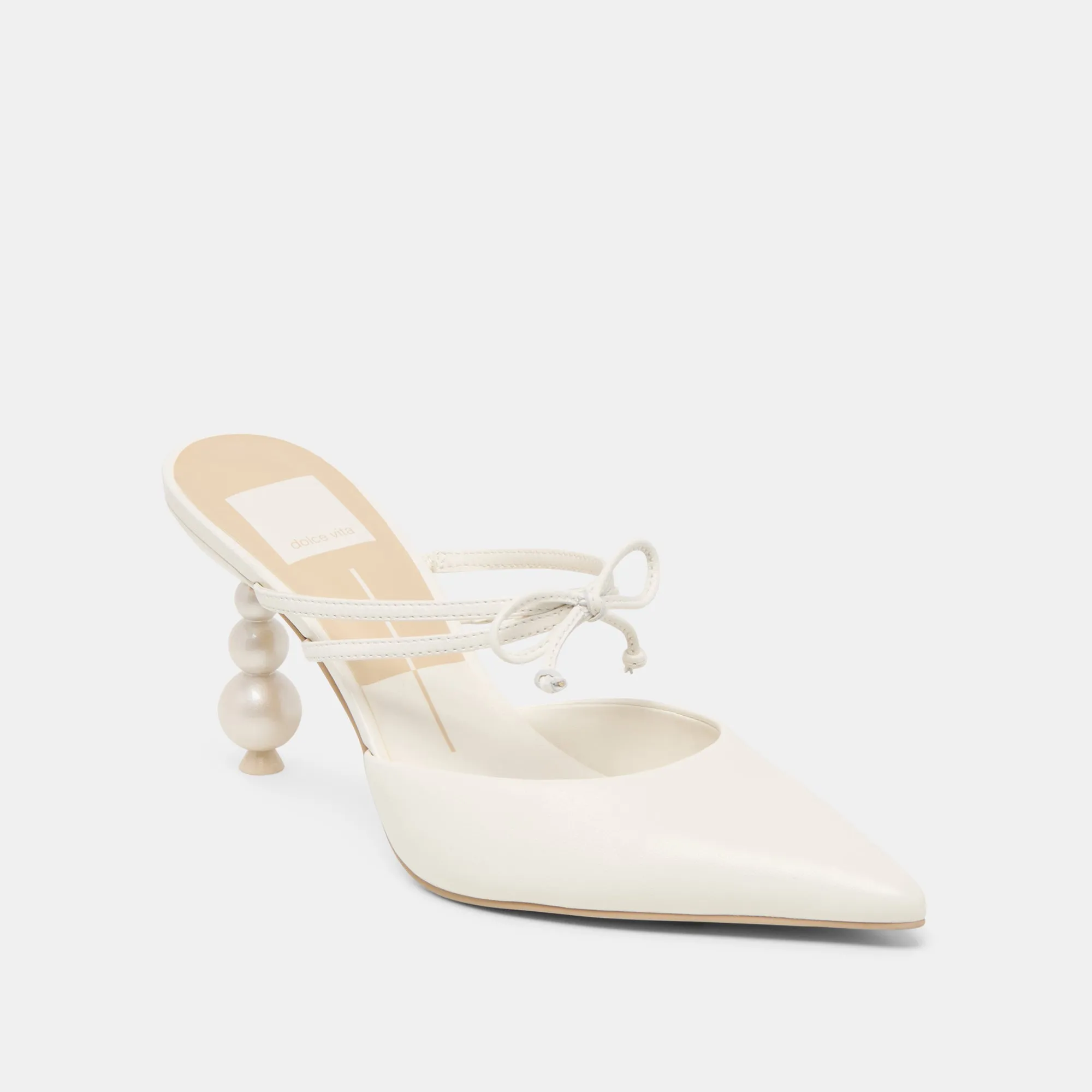 KLAIRE PEARL HEELS TRUE WHITE LEATHER Stylish Stilettos Comfortable Padding