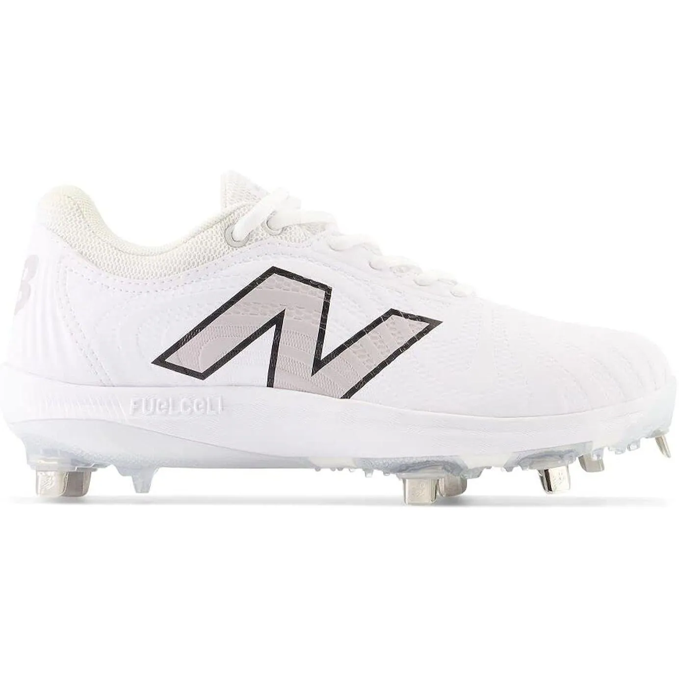 All Day Fit New Balance Women's FuelCell FUSE v4 Metal Fastpitch Softball Cleats - Optic White / Raincloud - SMFUSEW4