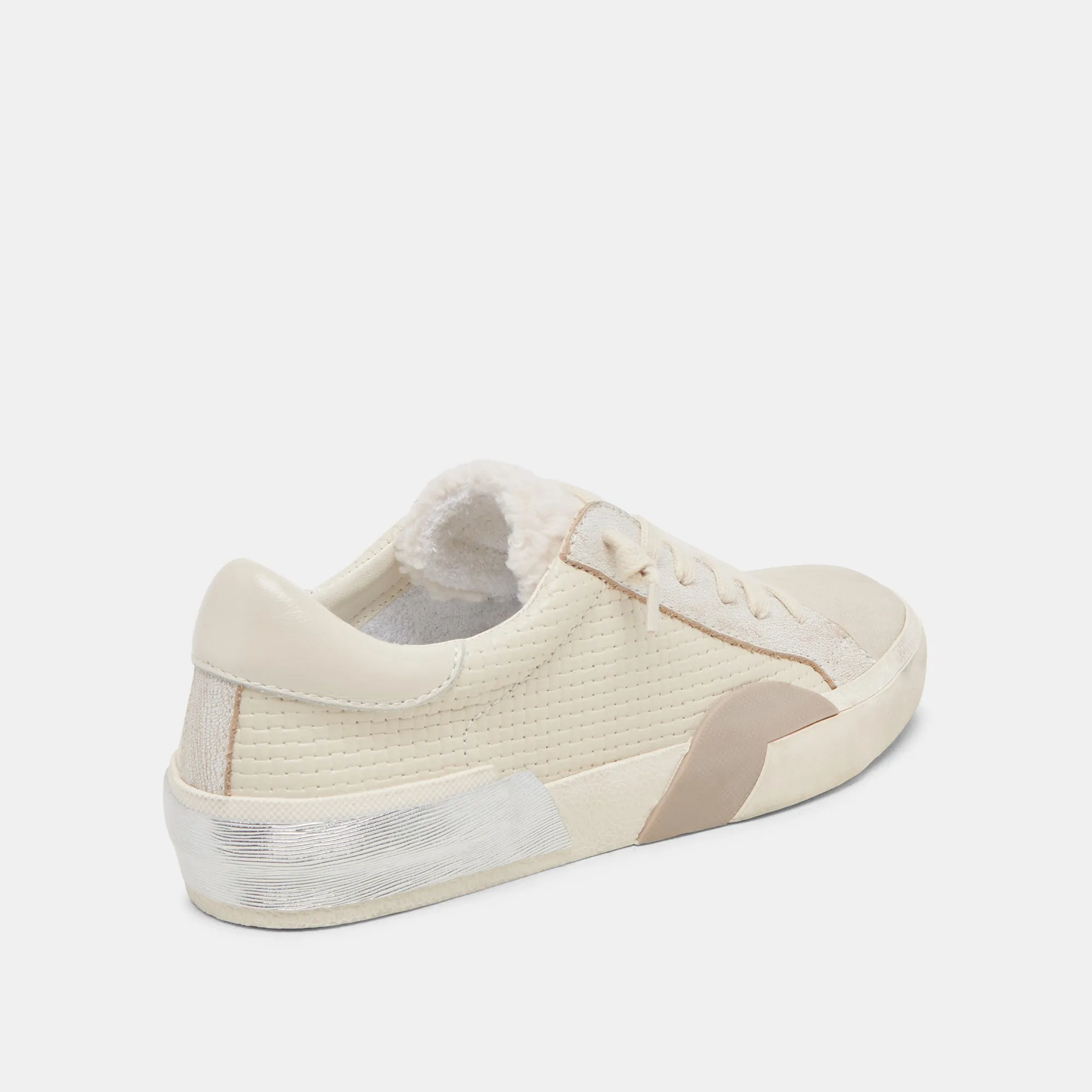 ZINA PLUSH SNEAKERS OFF WHITE WOVEN Elevated Sole Stability Focus