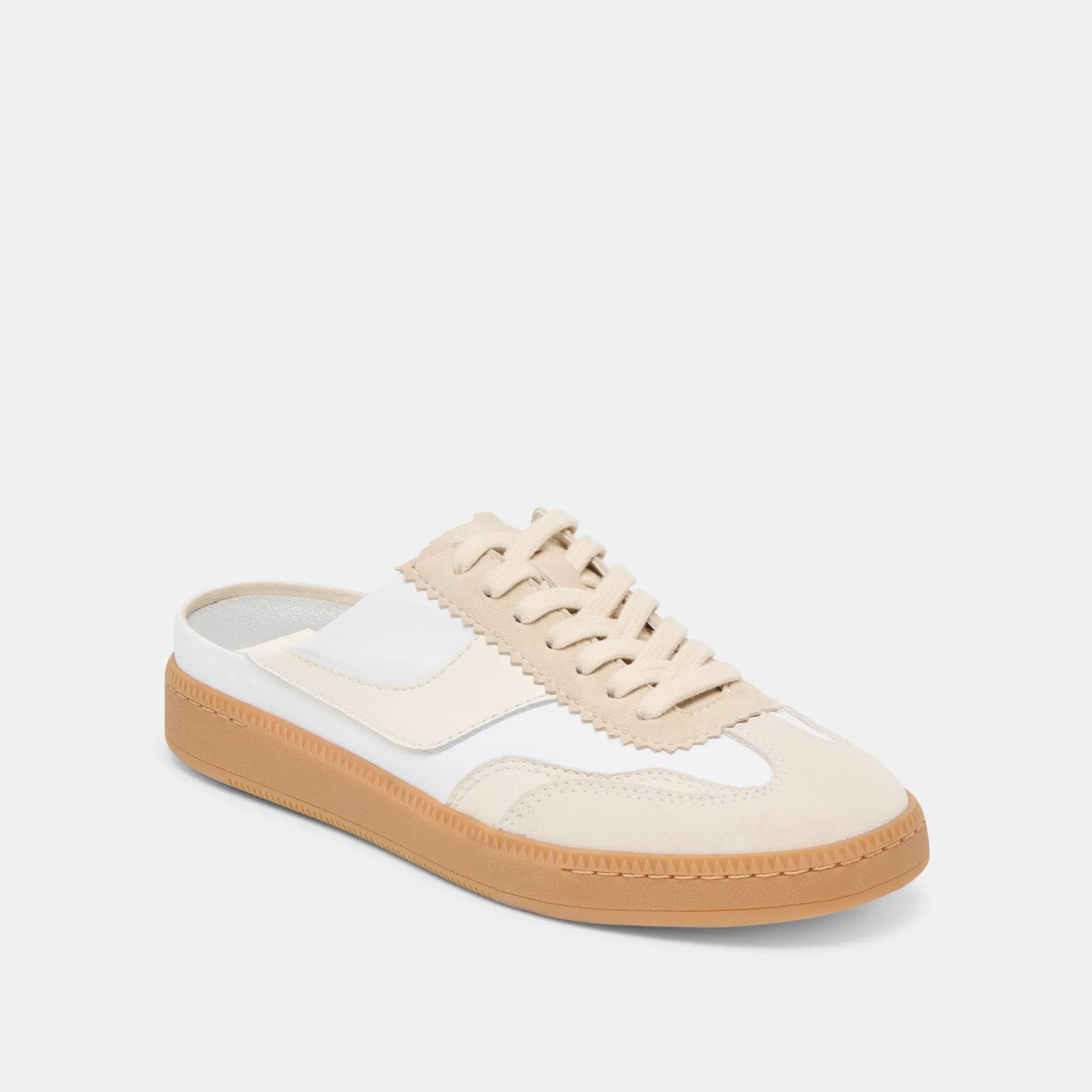Skin Soft Dust Guard NOTICE SLIDE SNEAKERS IVORY MULTI SUEDE