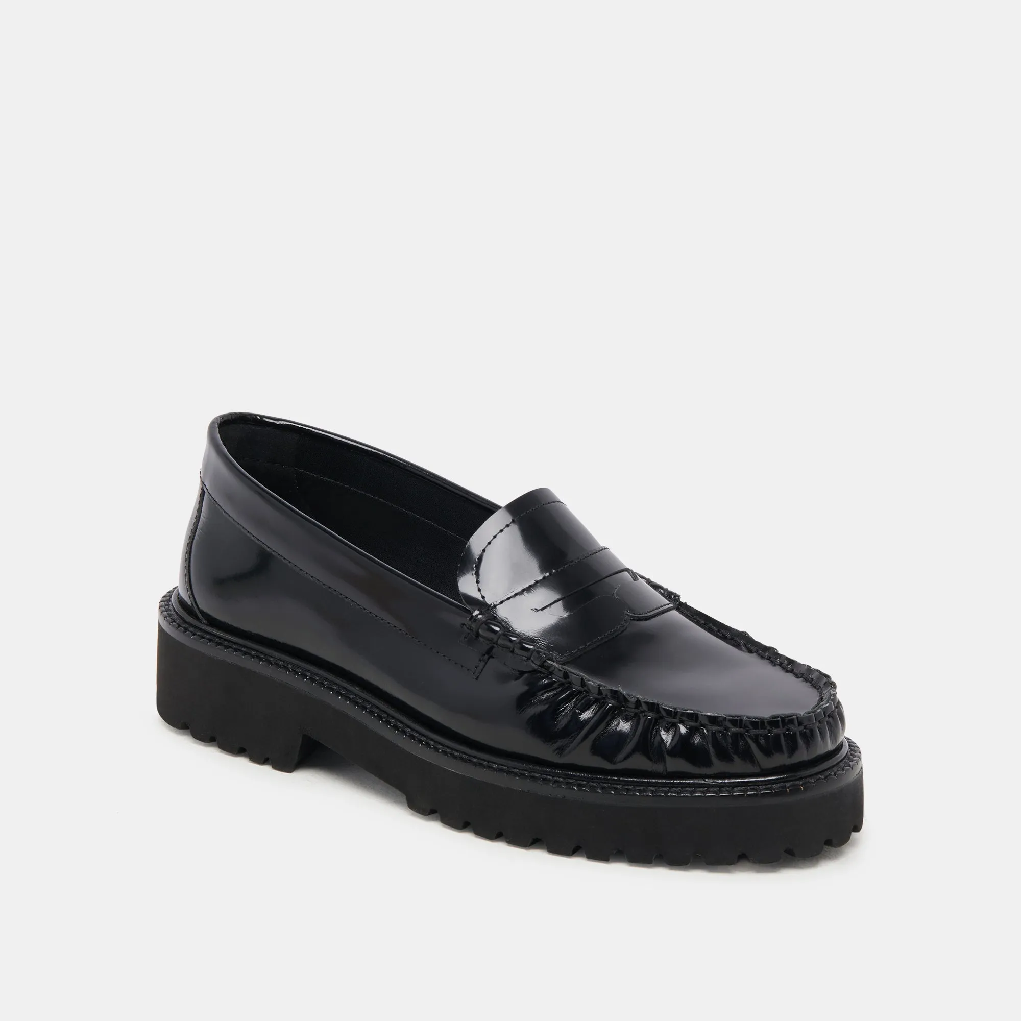 Stylish Cushion Side Path MAXWELL LOAFERS BLACK LEATHER