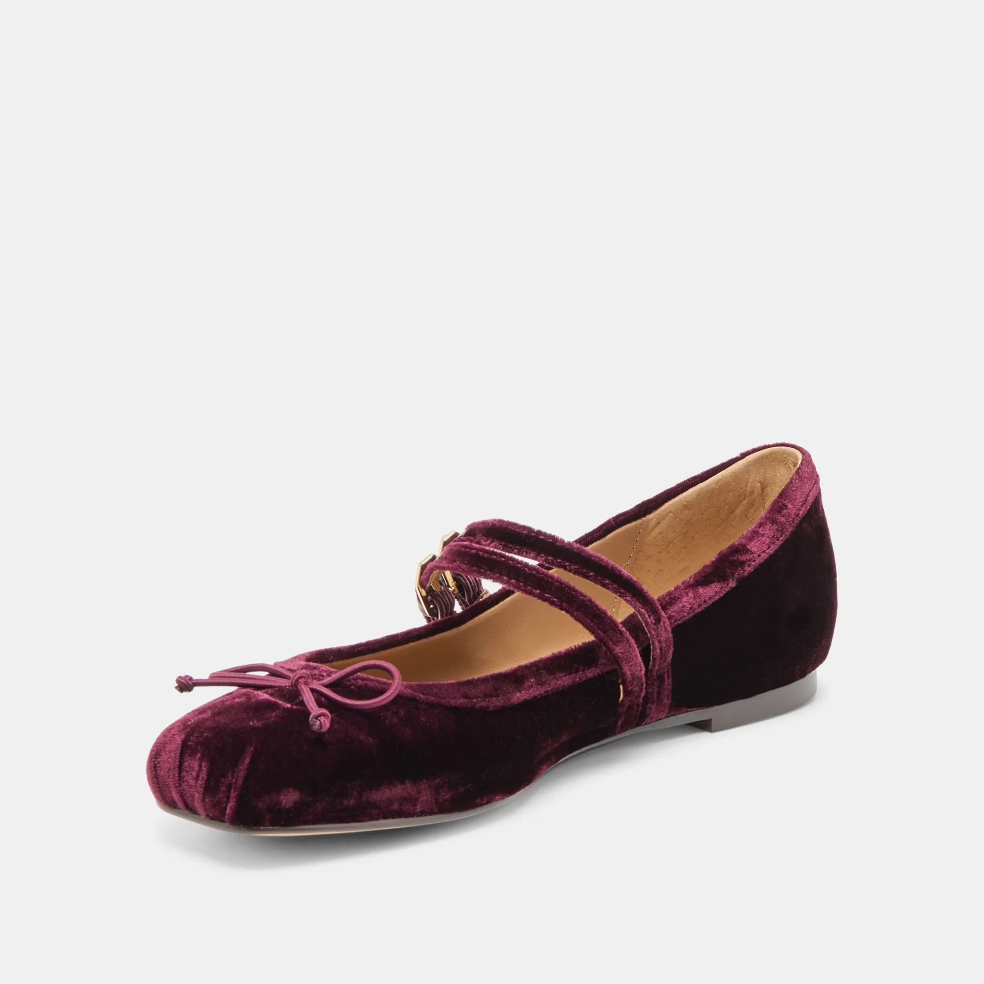 Support Step Elastic Gusset GIBSEN BALLET FLATS BURGUNDY VELVET