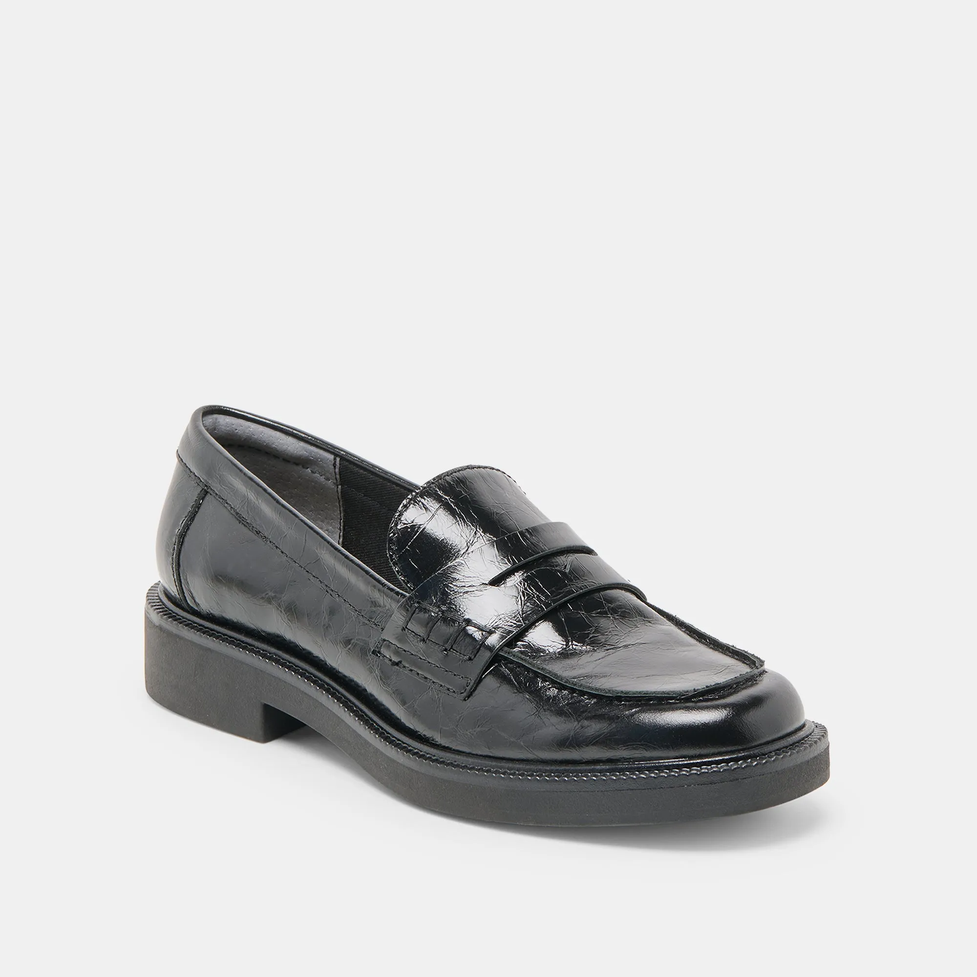 TIGGY LOAFERS MIDNIGHT CRINKLE PATENT Kind Glow Low Heel