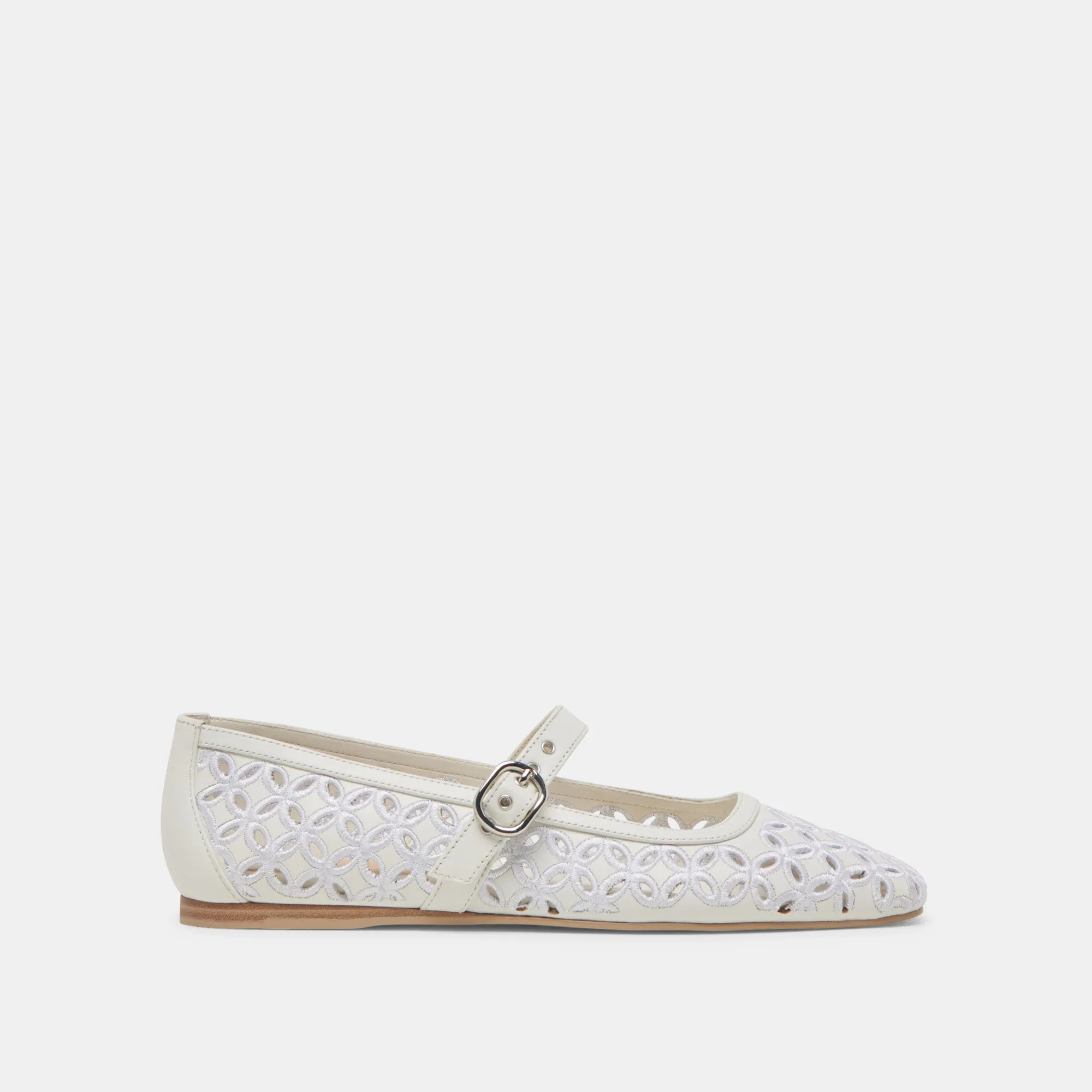 RODNI EYELET PERF BALLET FLATS TRUE WHITE LEATHER Ship Mood