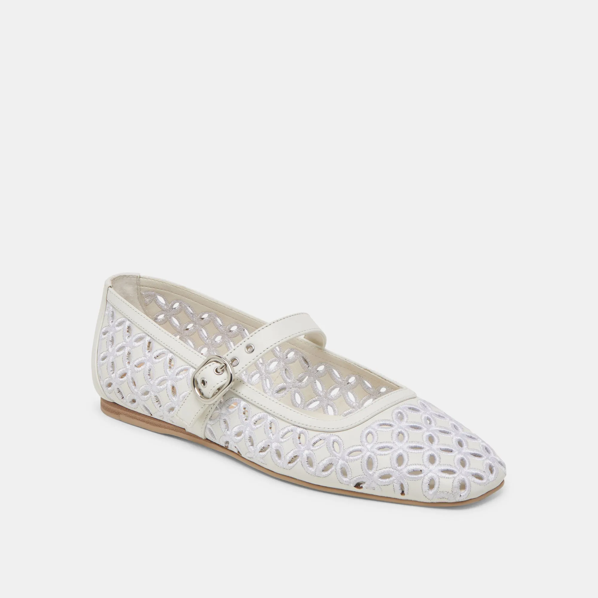 RODNI EYELET PERF BALLET FLATS TRUE WHITE LEATHER Ocean Mood Reef Path