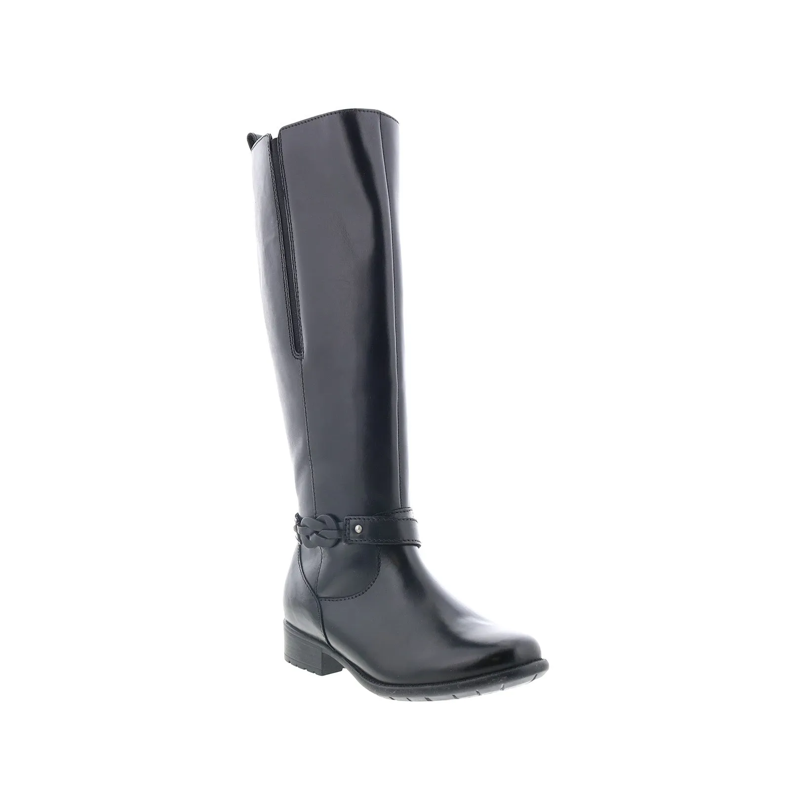 Clarks Plaza Market 26112346 Womens Black Leather Zipper Equestrian Boots Warehouse Work Mixed Textures