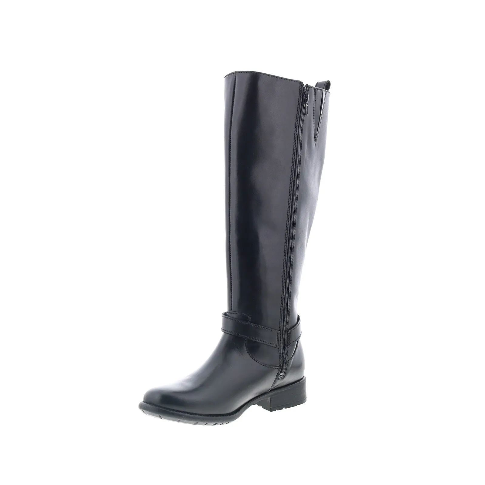 Daily Essentials Clarks Plaza Market 26112346 Womens Black Leather Zipper Equestrian Boots