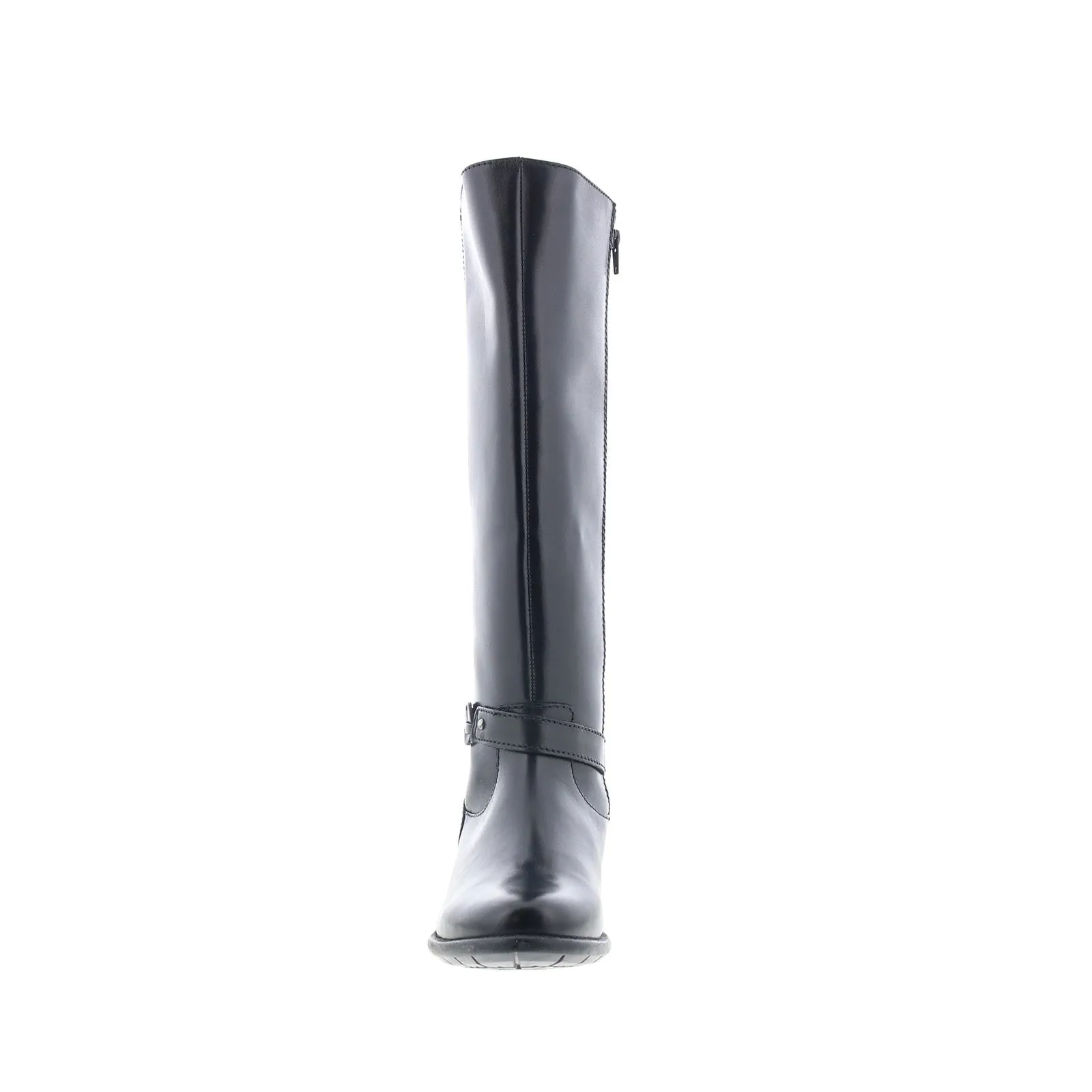 Clarks Plaza Market 26112346 Womens Black Leather Zipper Equestrian Boots Flexible Design Structured Fit