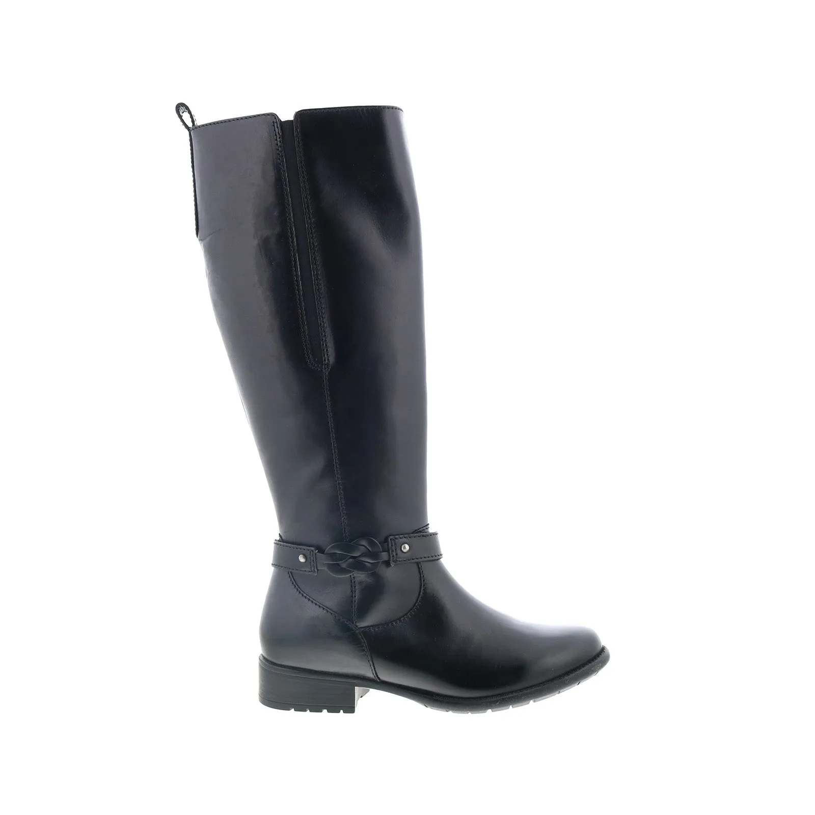 Relaxed Fit Clarks Plaza Market 26112346 Womens Black Leather Zipper Equestrian Boots