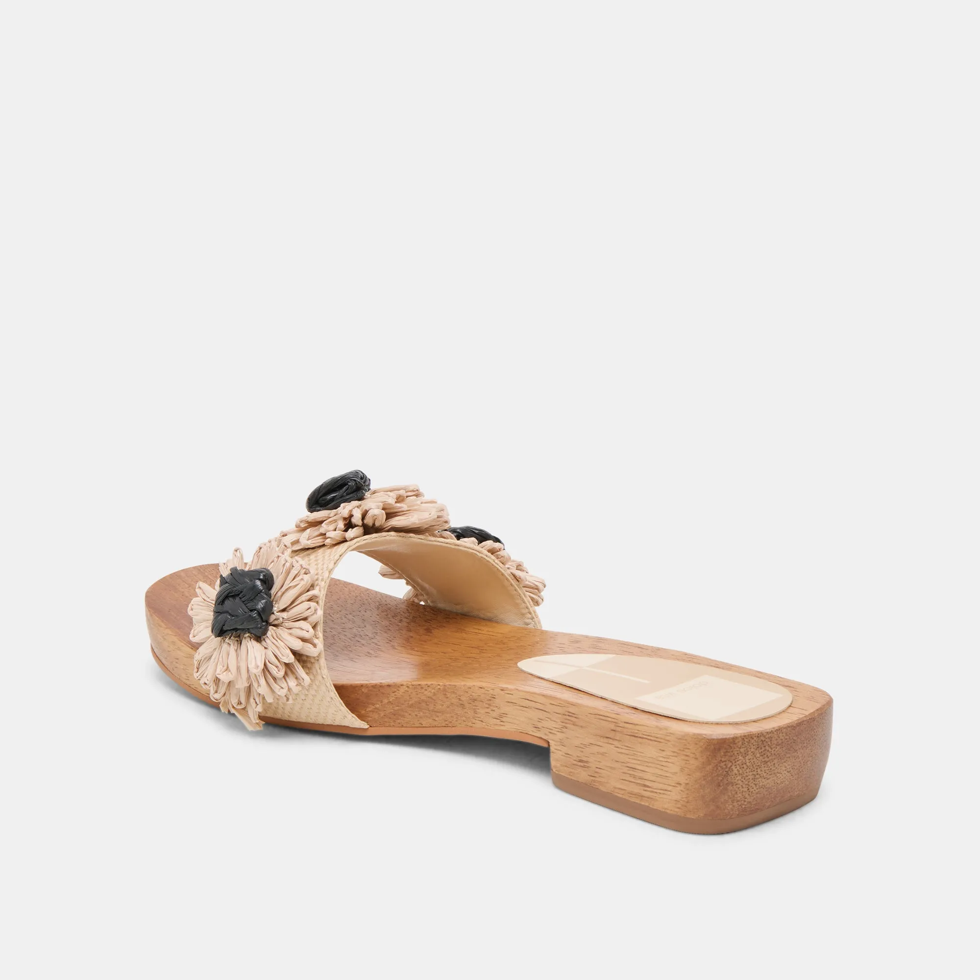 ARIENA SANDALS BLACK NATURAL FLORAL RAFFIA Stay Cool Outdoor Fashion