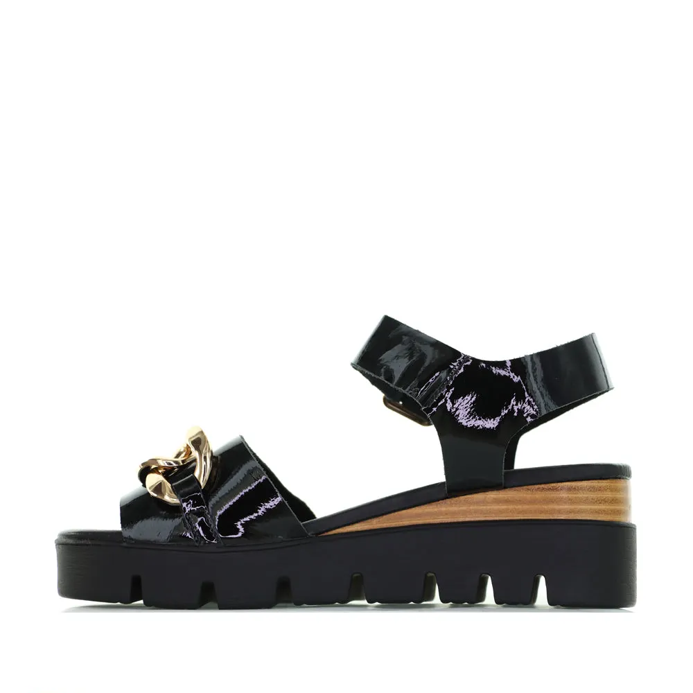 Easy Glam Walk Out DJANGO & JULIETTE RACAS BLACK NATURAL PATENT