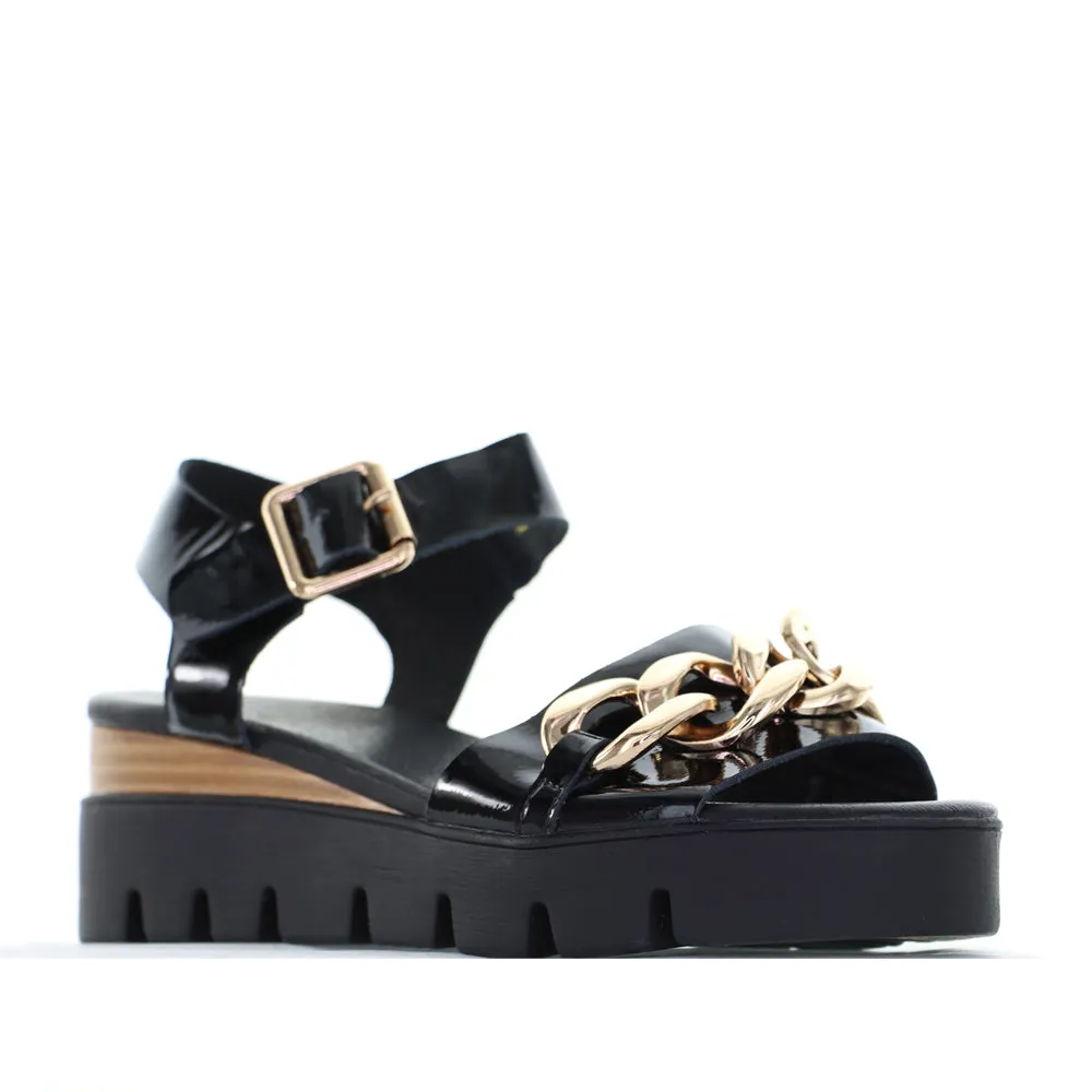 DJANGO & JULIETTE RACAS BLACK NATURAL PATENT Clear Shape Spring Shine