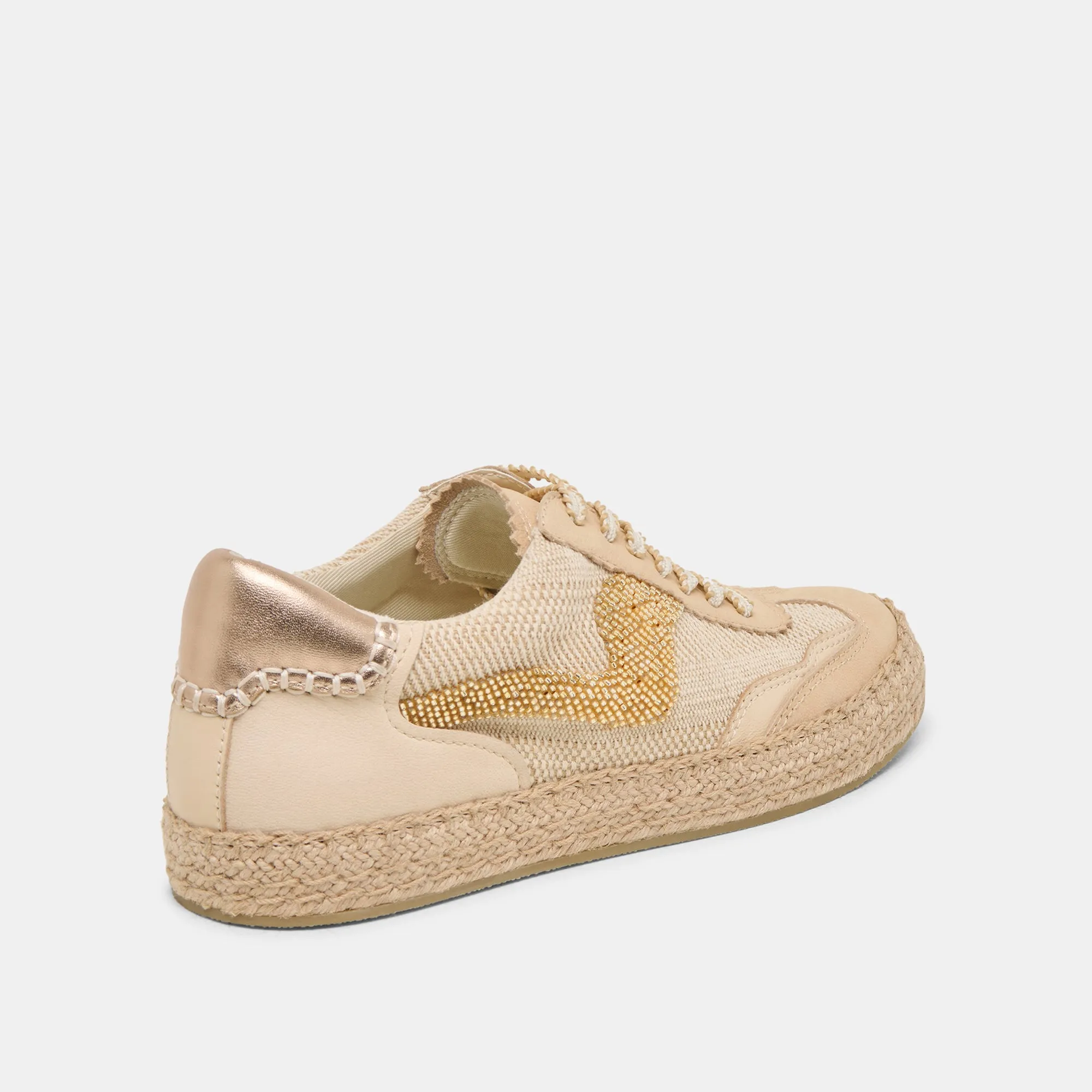 Multi-Sport Design NOTICE ESPADRILLE BEAD SNEAKERS GOLD MULTI BURLAP