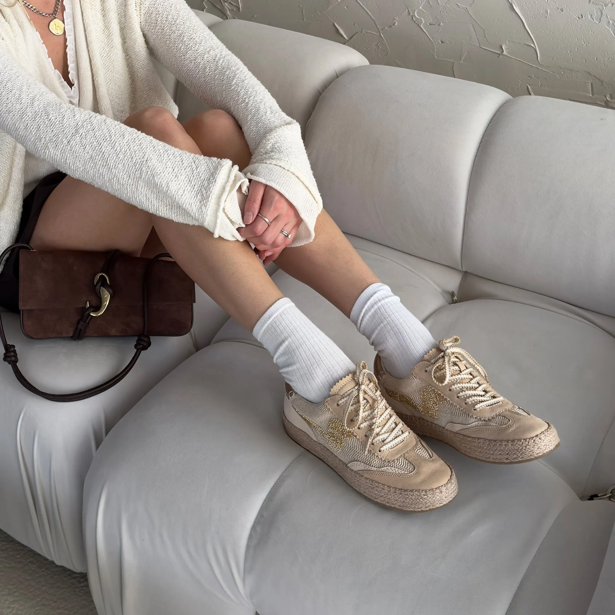 NOTICE ESPADRILLE BEAD SNEAKERS GOLD MULTI BURLAP Comfort Walk