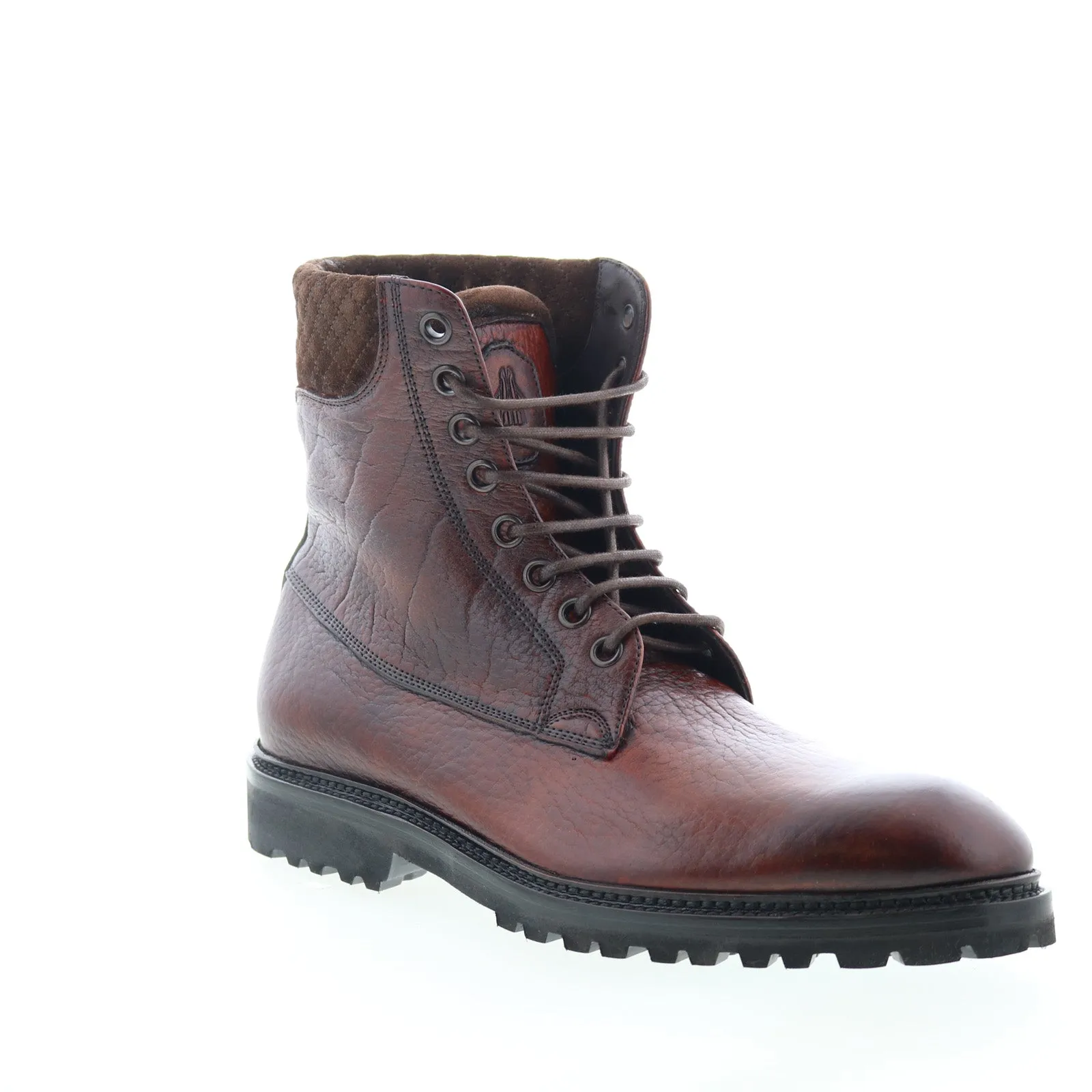 fashionable footwear Flexible structure Di Bianco Torino Bisonte Mens Brown Leather Lace Up Casual Dress Boots