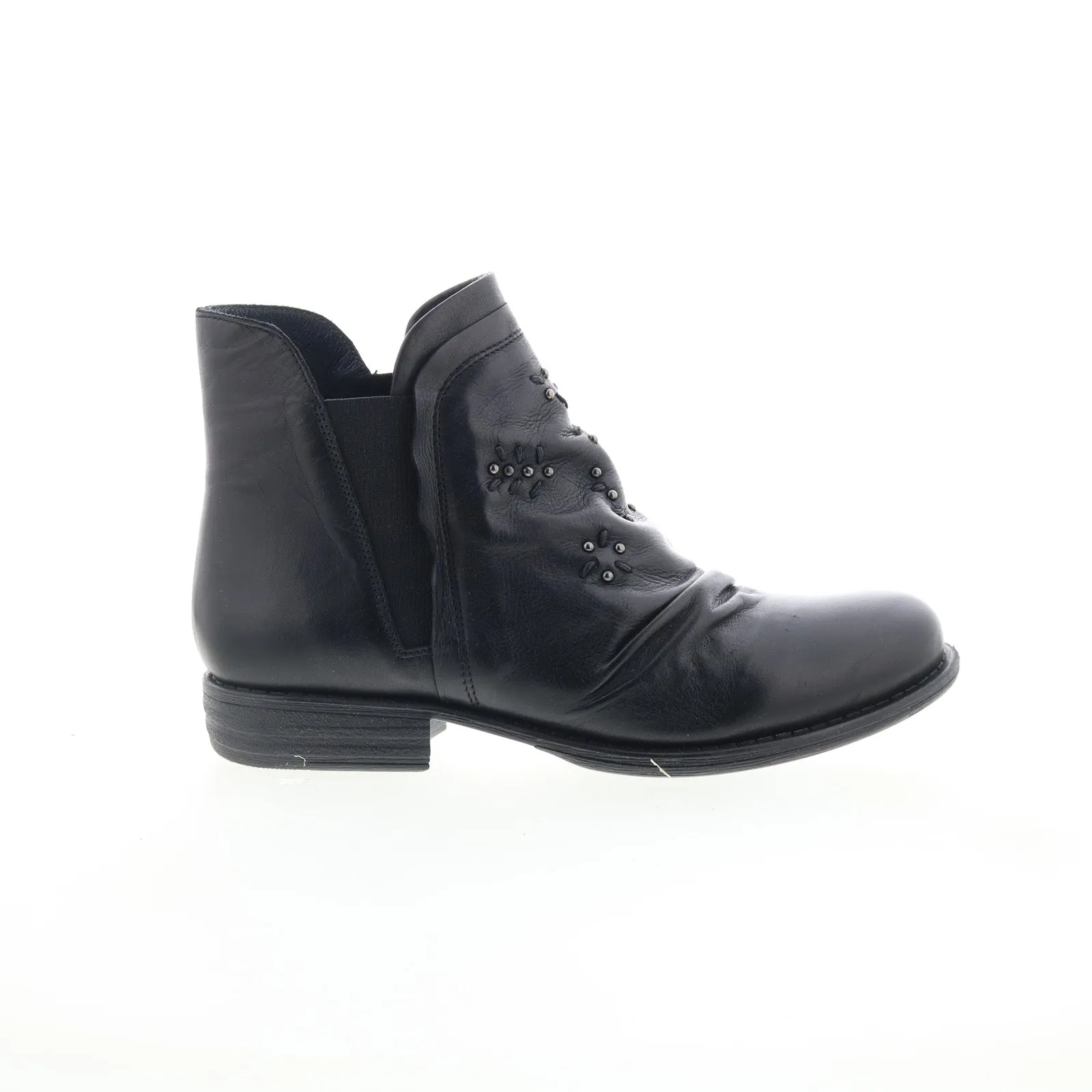 Miz Mooz Limit-EU Womens Black Leather Zipper Ankle & Booties Boots Rugged Function Seamless Stitching