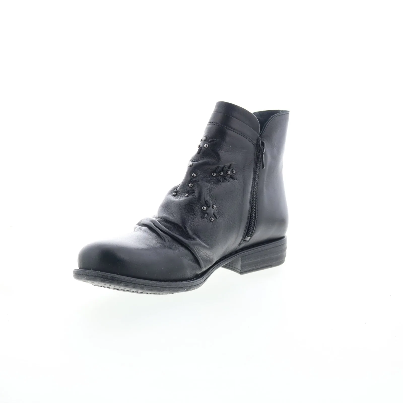 Miz Mooz Limit-EU Womens Black Leather Zipper Ankle & Booties Boots Comfortable Shank Hiking Trail