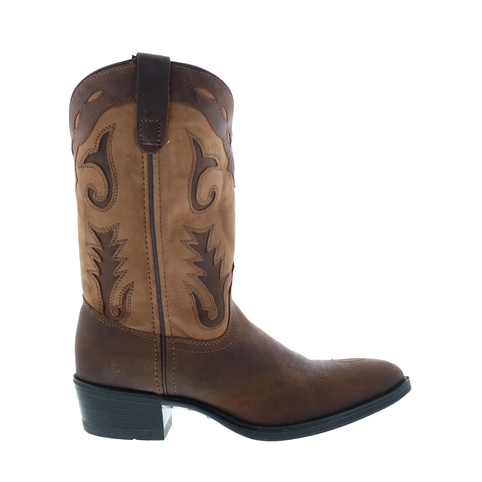 Rawhide L4540 Womens Brown Leather Slip On Cowboy Western Boots Trendy Look Deep Tread